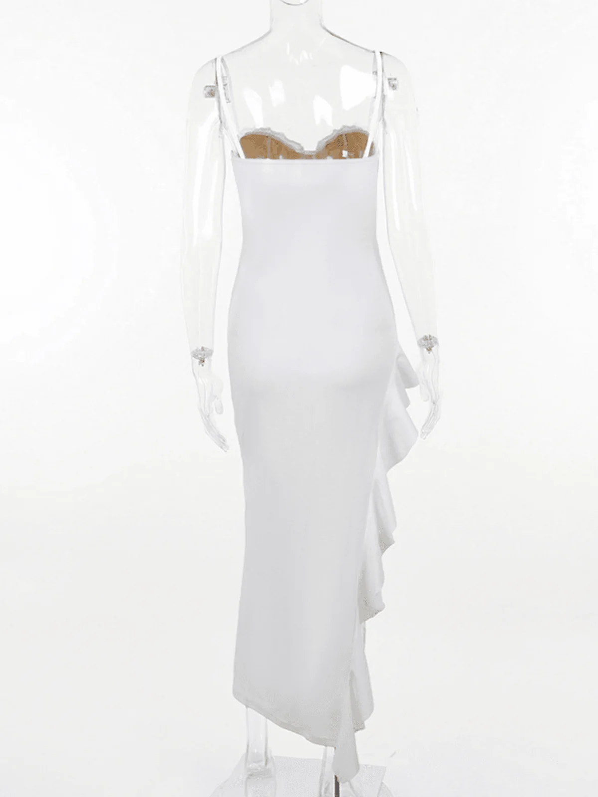 Aizen Lace Asymmetric Ruffle Midi Dress - Image 9