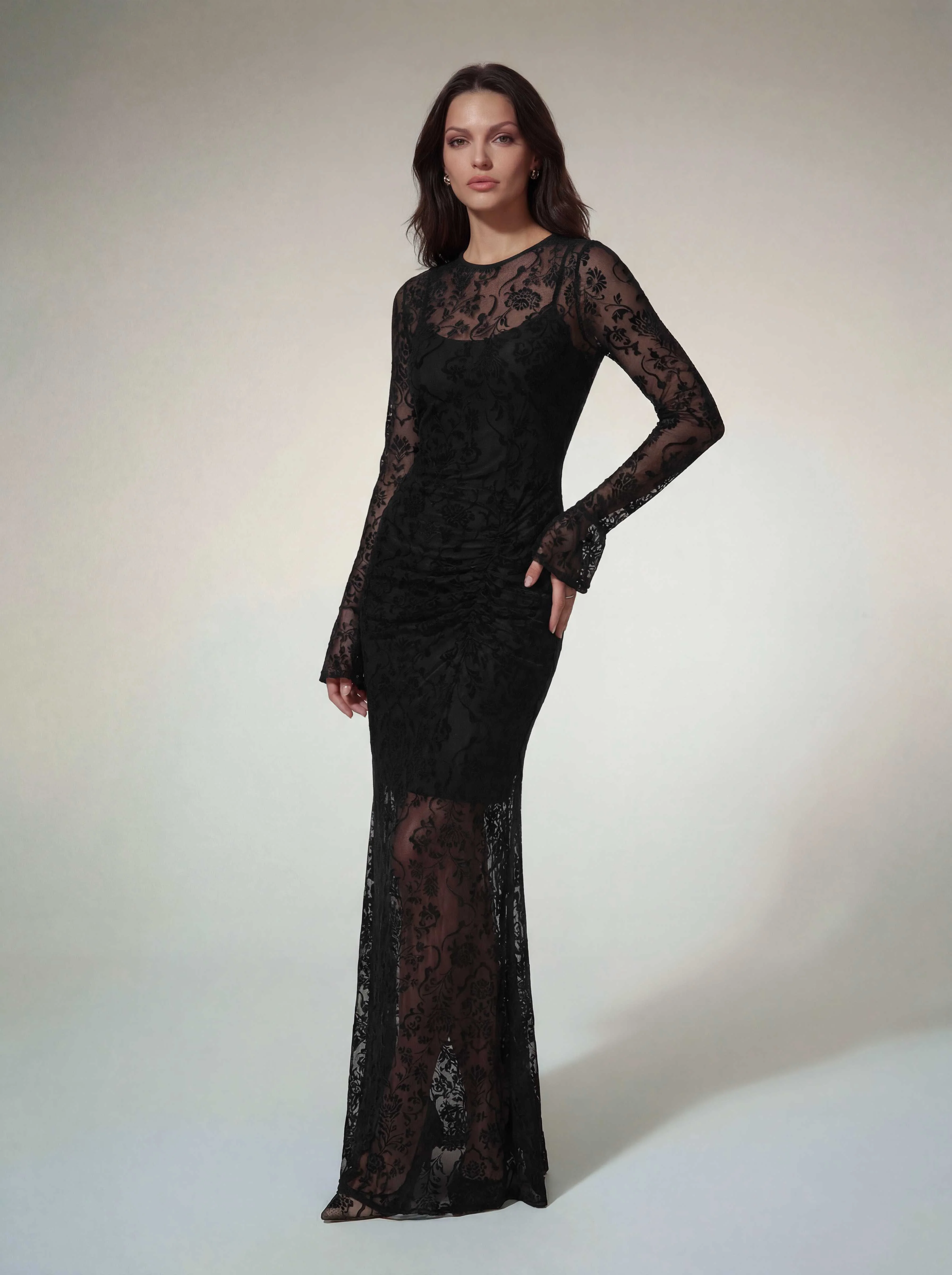 Altilde Long Sleeve Floral Ruched Maxi Dress - Image 2