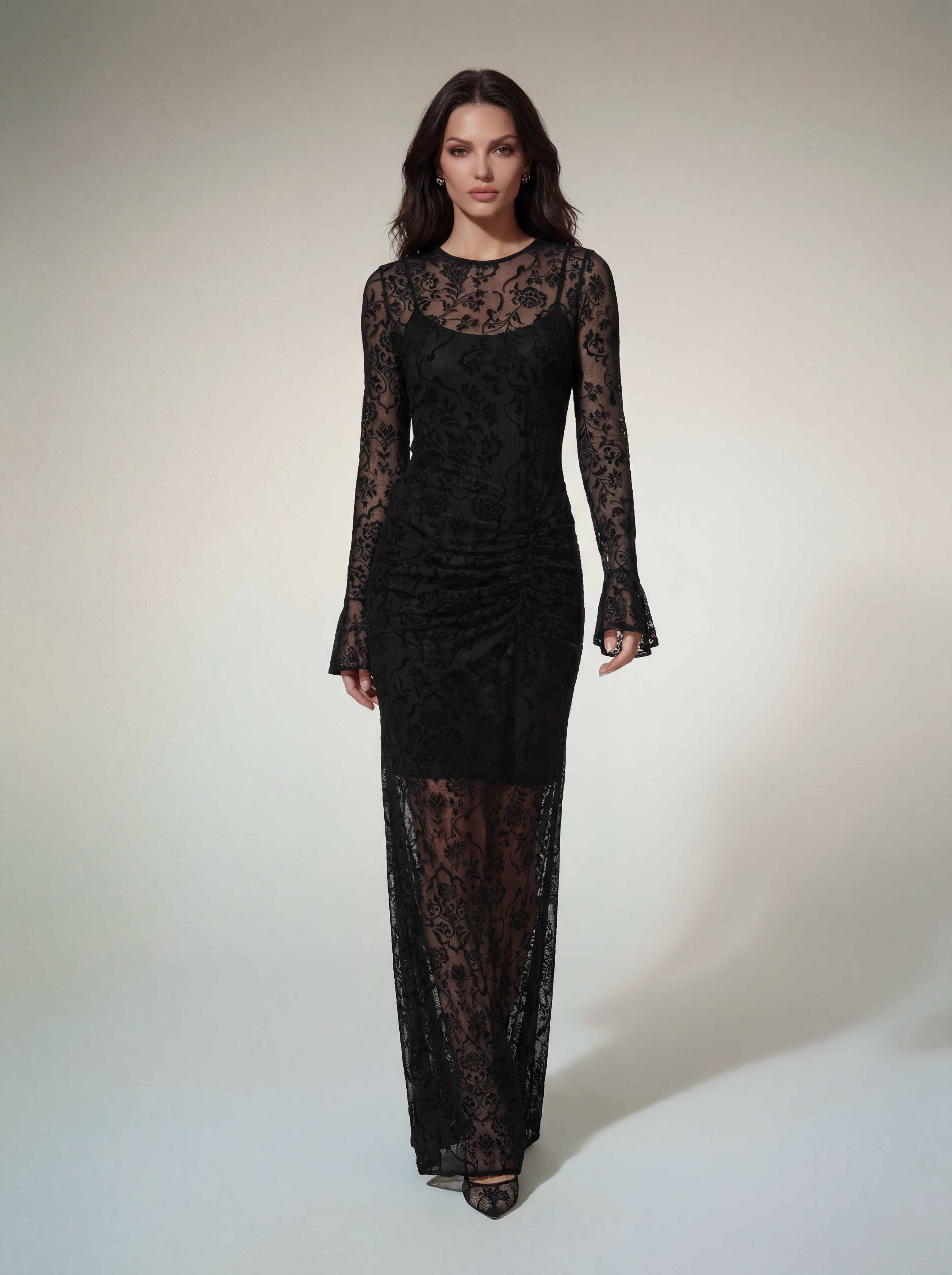 Altilde Long Sleeve Floral Ruched Maxi Dress - Image 3