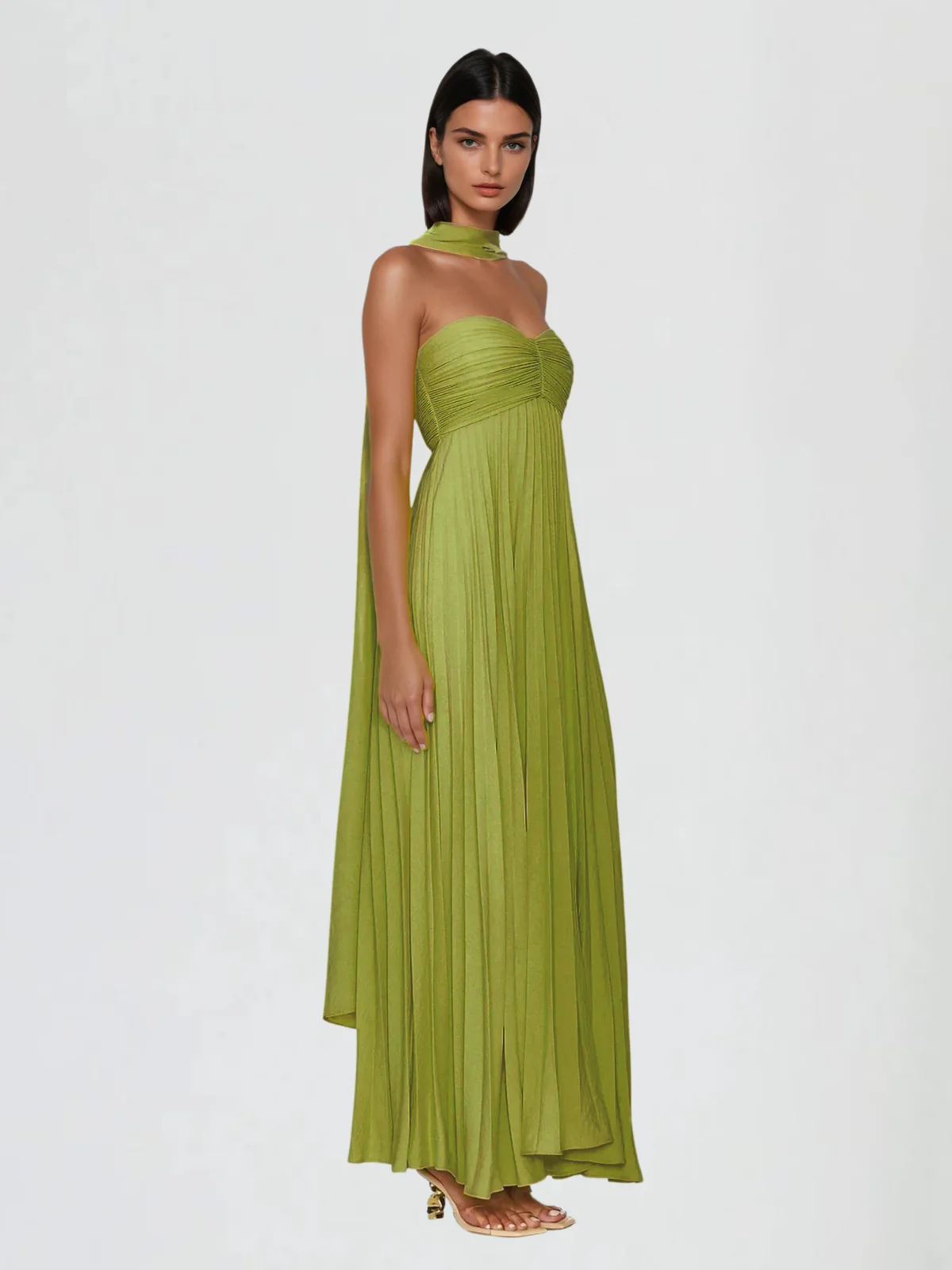 Alyxion Scarf Strapless Pleated Maxi Dress - Image 2