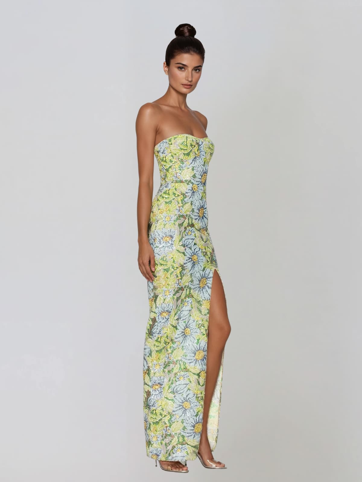 Amser Strapless Flower Split Maxi Dress - Image 2