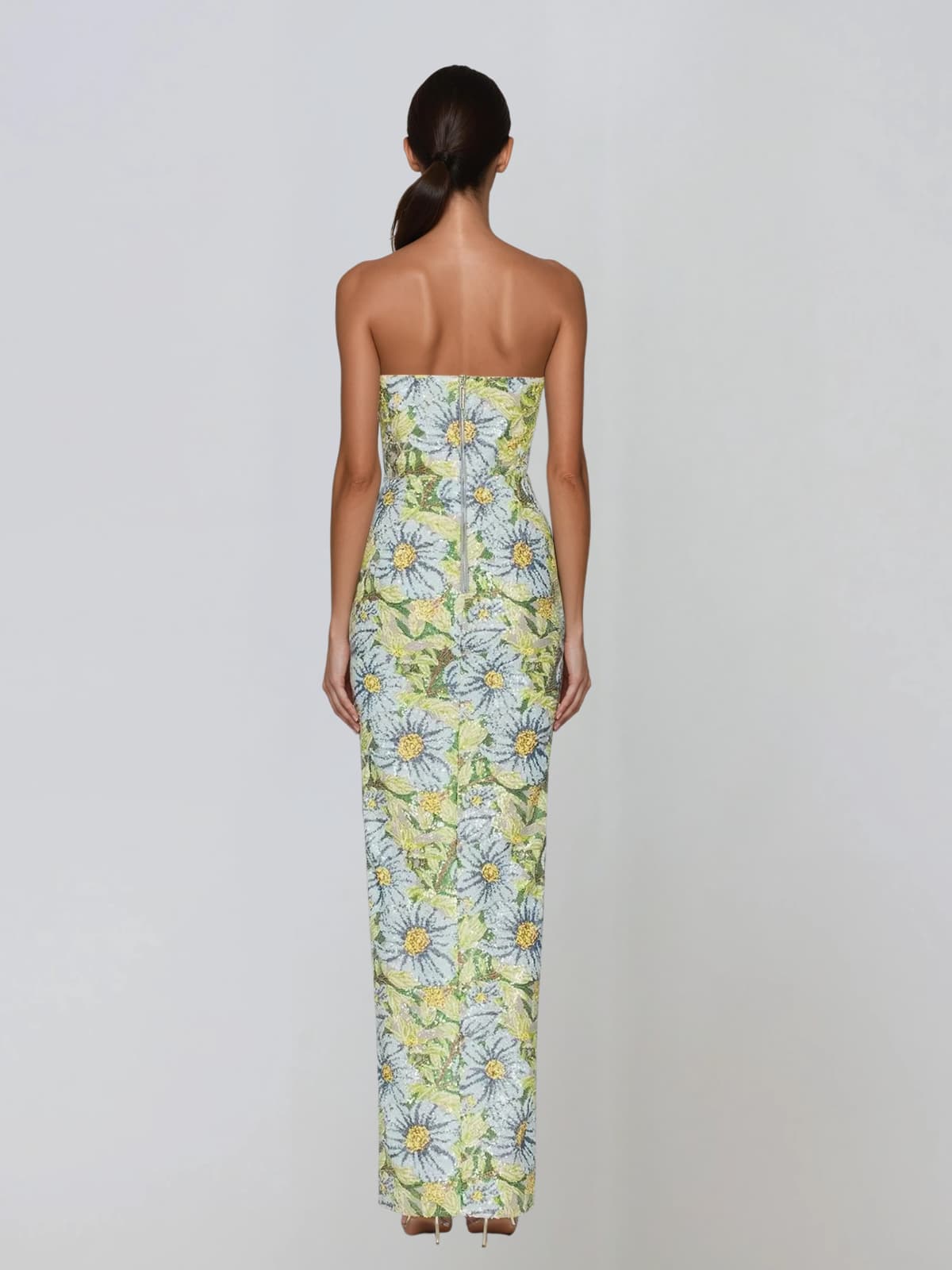 Amser Strapless Flower Split Maxi Dress - Image 3