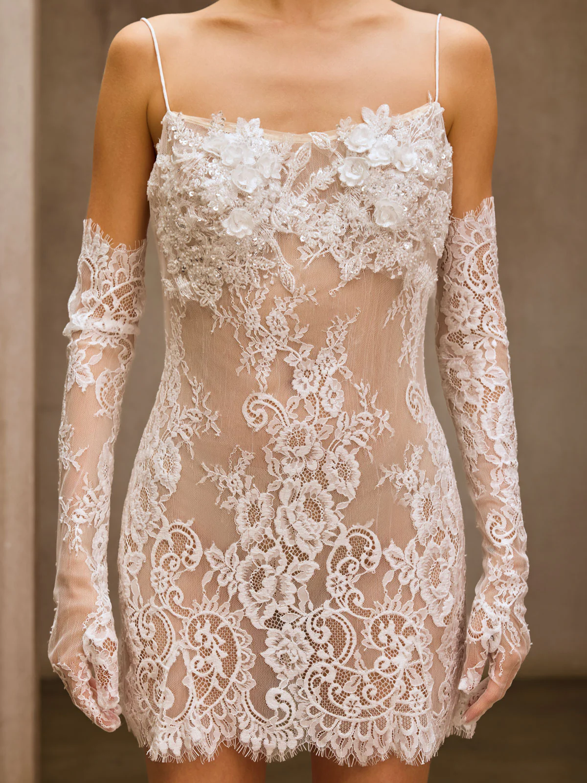 Analeia Spaghetti Lace Mesh Mini Dress - Image 6