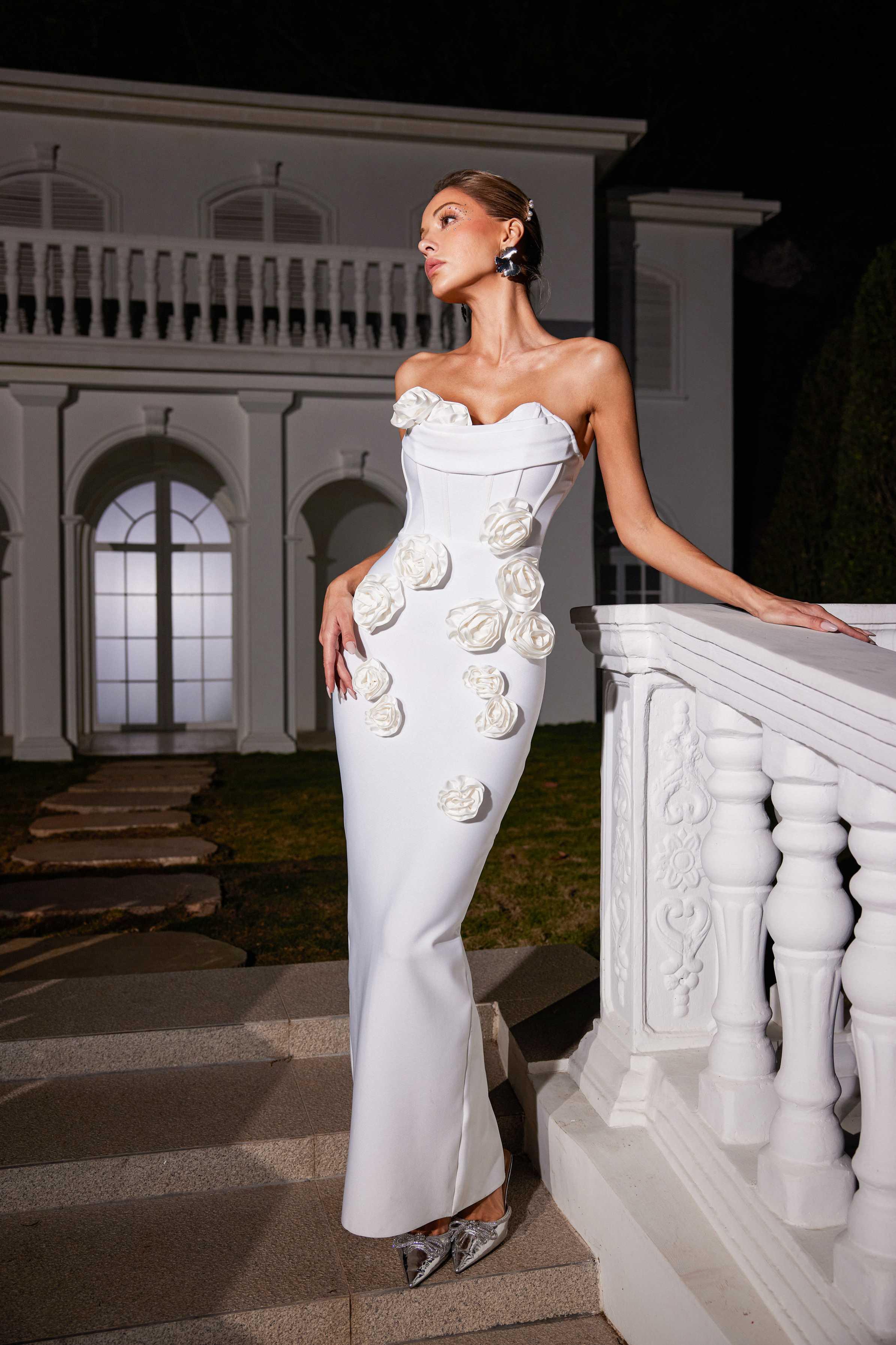 Arushi Strapless Flower Bandage Dress - Image 4