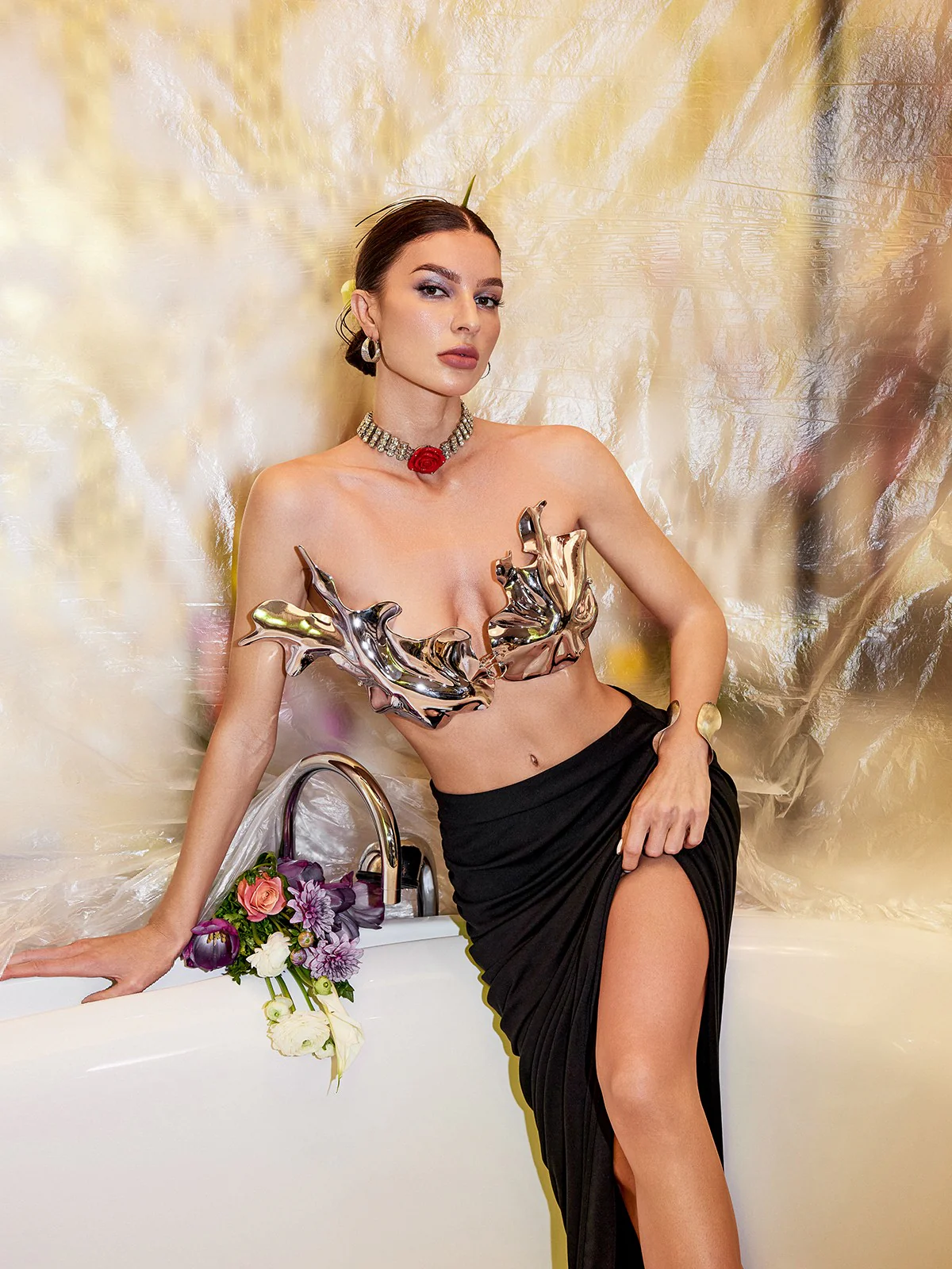 Atarah Ruched Split Skirt - Image 4