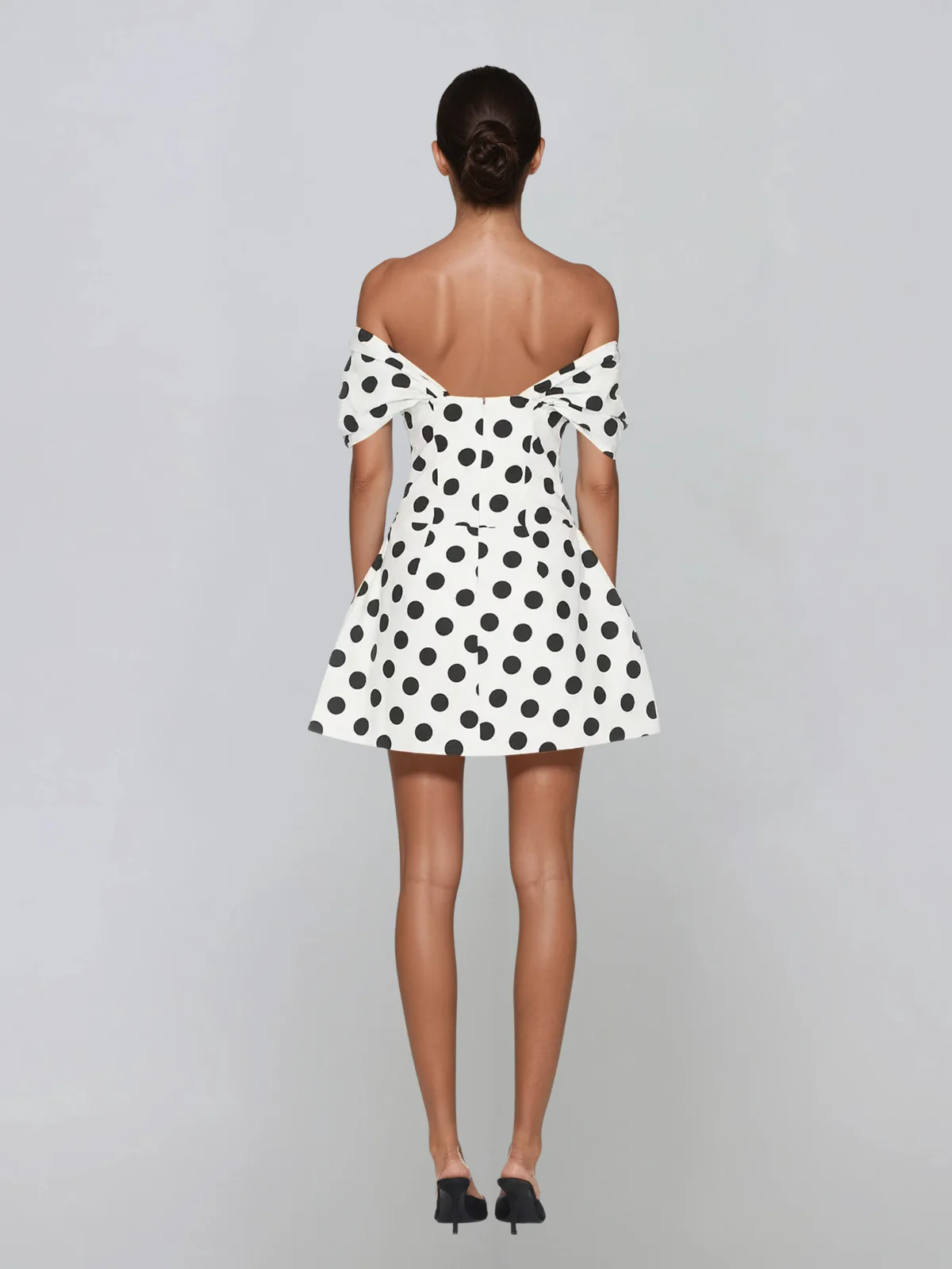 Aulon Off Shoulder Dot Bubble Mini Dress - Image 3