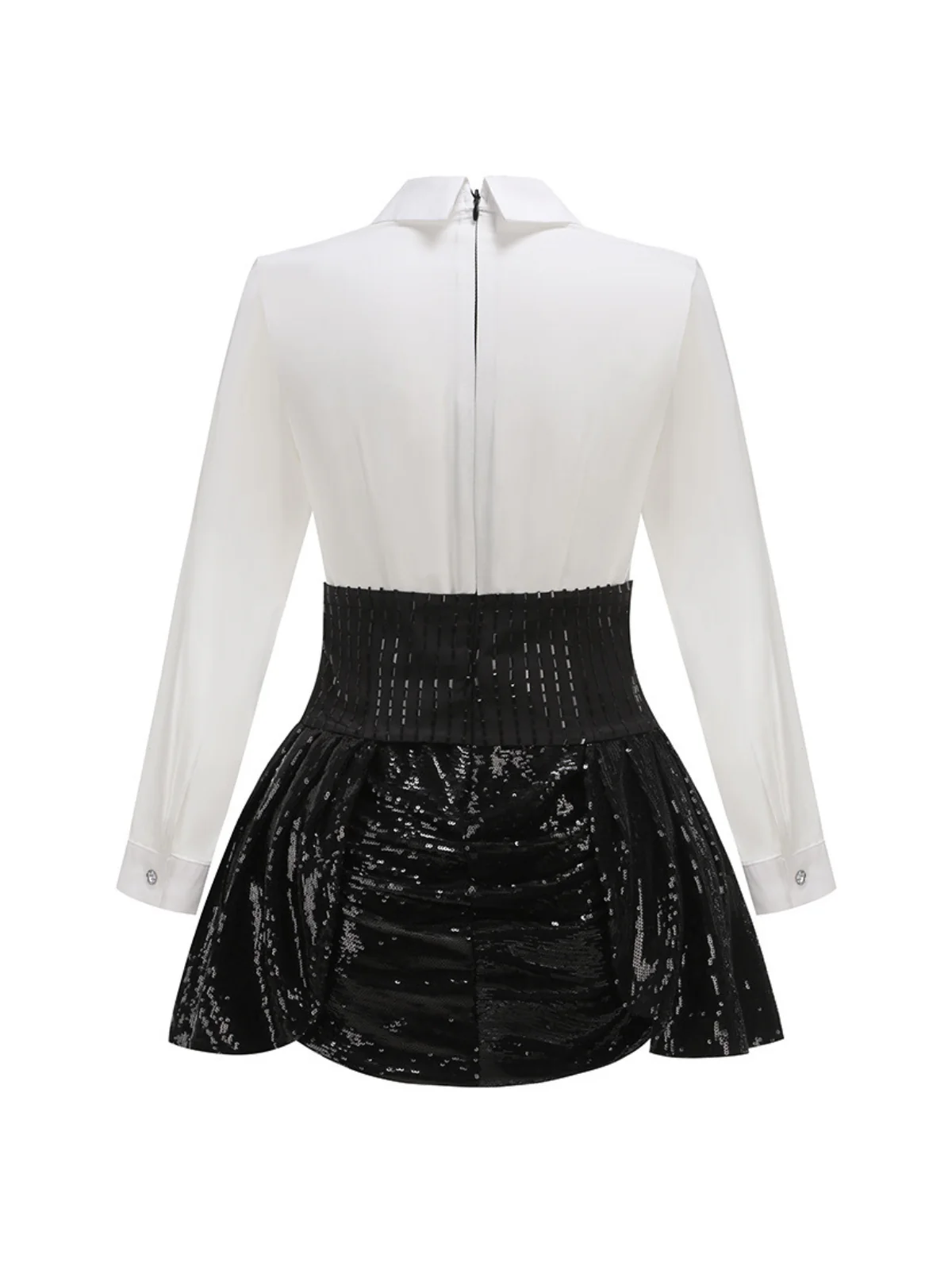 Azzin Folded Collar Sequin Skirt Set With Blazer - Image 8