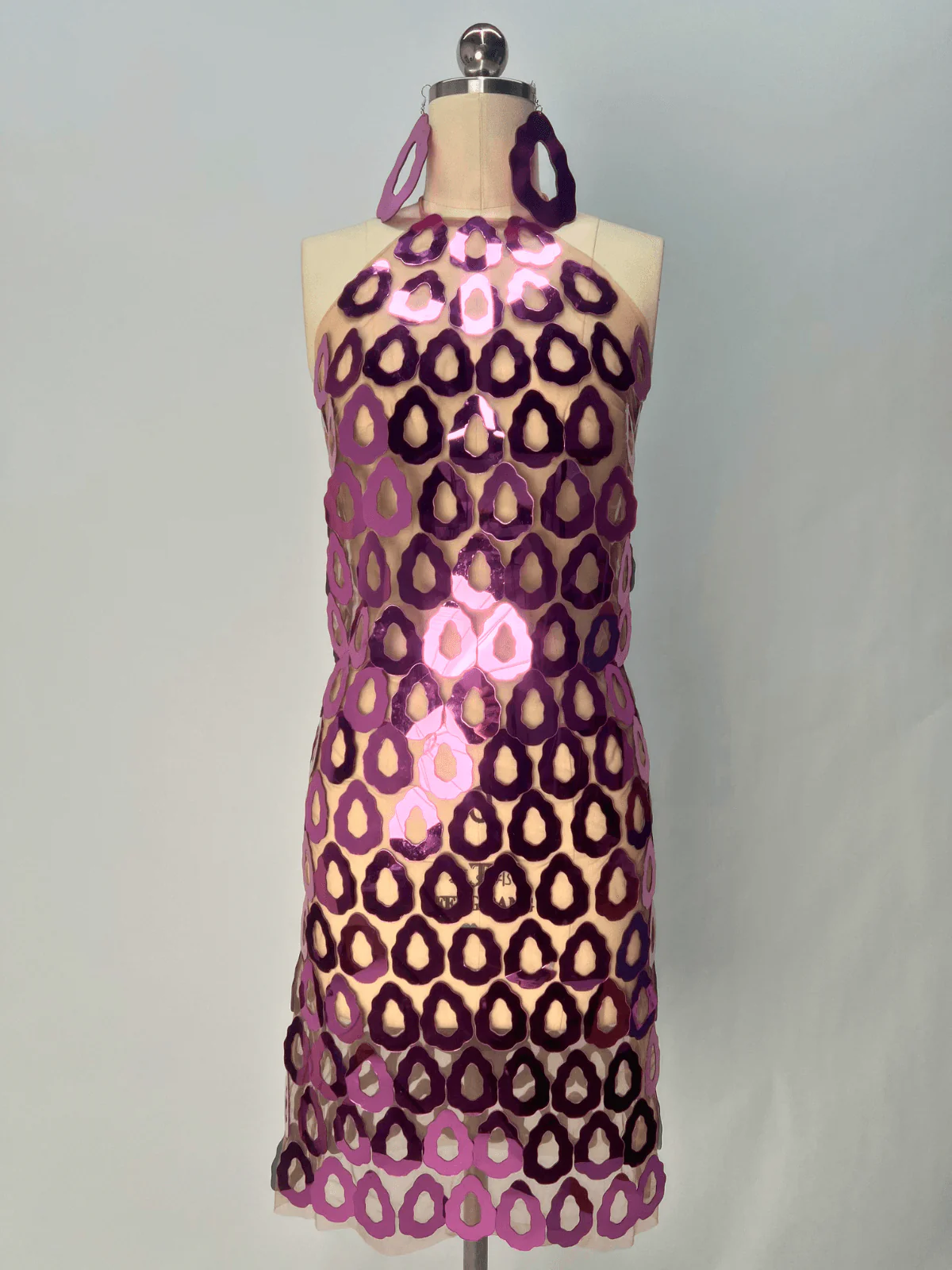 Badel Halterneck Acrylic Mesh Mini Dress - Image 6
