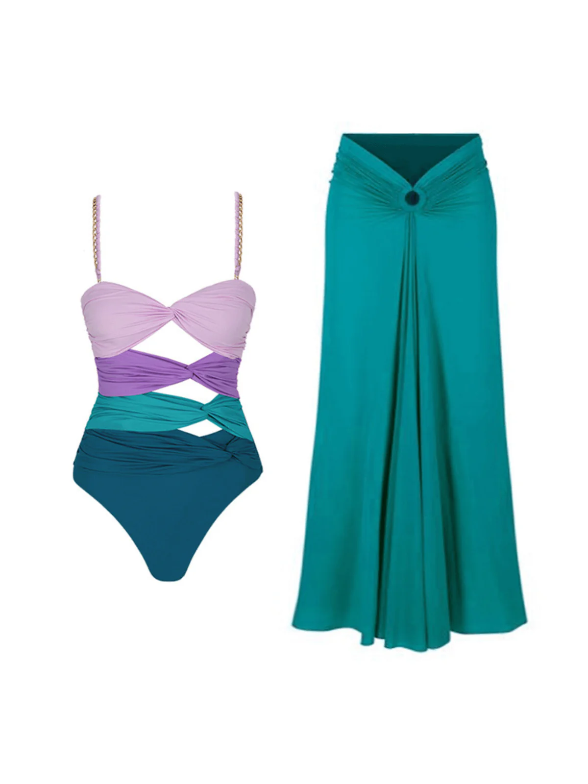 Bavo Color Clash Swimwear Two Piece Set - Image 7