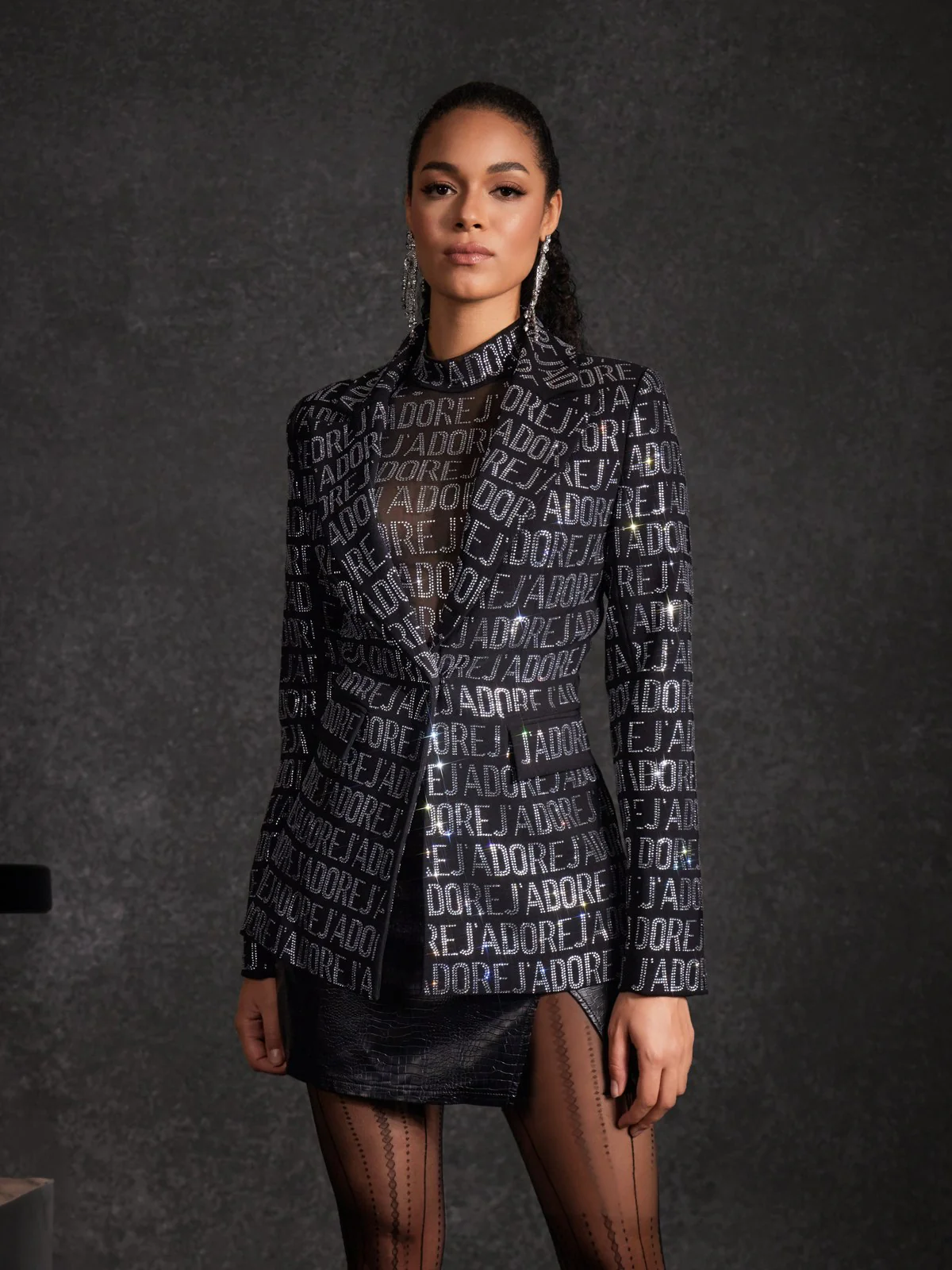 Behitha Lapel Rhinestone Blazer