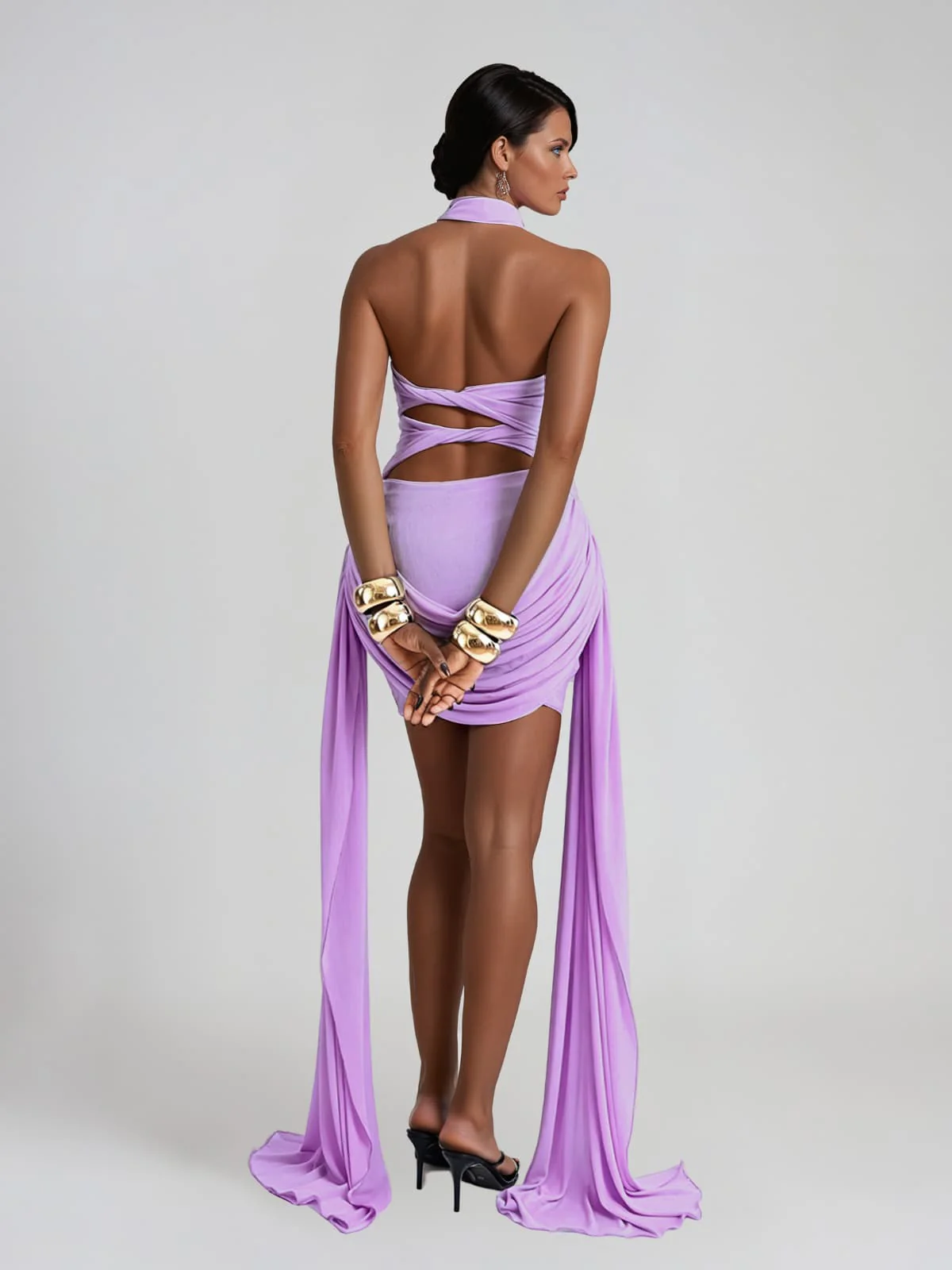 Belvarith Halterneck Draped Mini Dress - Image 3
