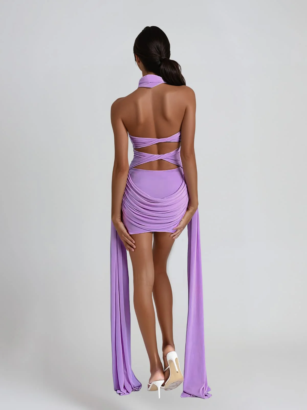 Belvarith Halterneck Draped Mini Dress - Image 4