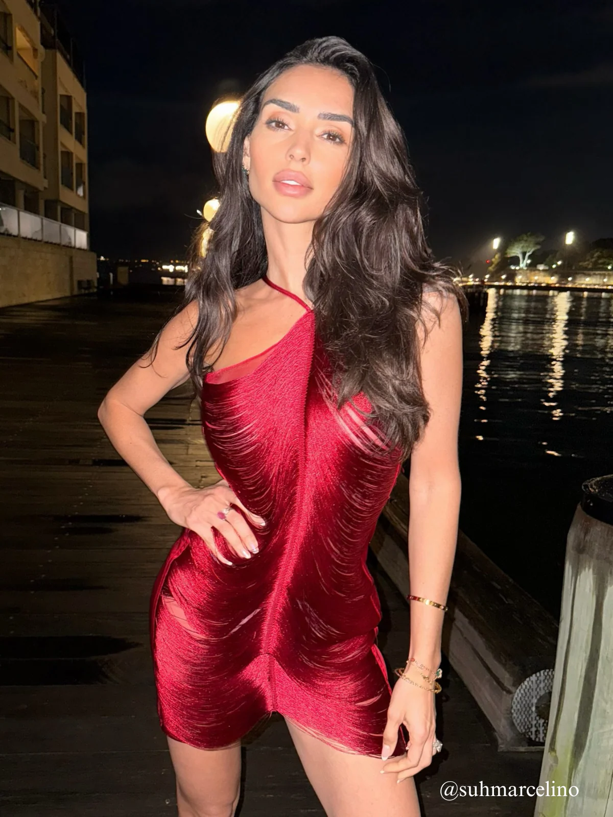 Bluma Halterneck Fringe Mini Dress In Red - Image 4