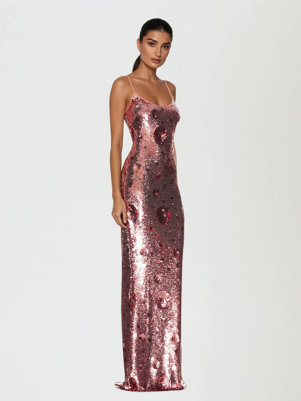 Boryvila Spaghetti Sequin Flower Maxi Dress - Image 2