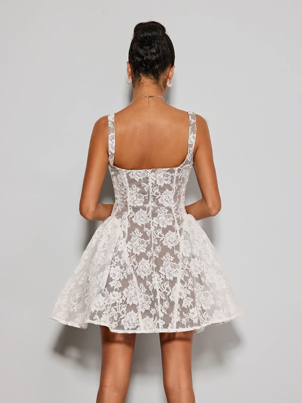 Brendorel Sleeveless Lace Floral Mini Dress - Image 7
