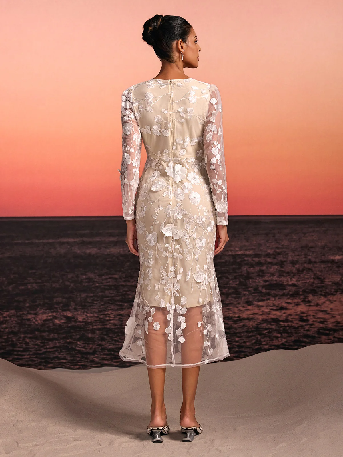 Brenik Embroidered Flower Midi Dress - Image 6