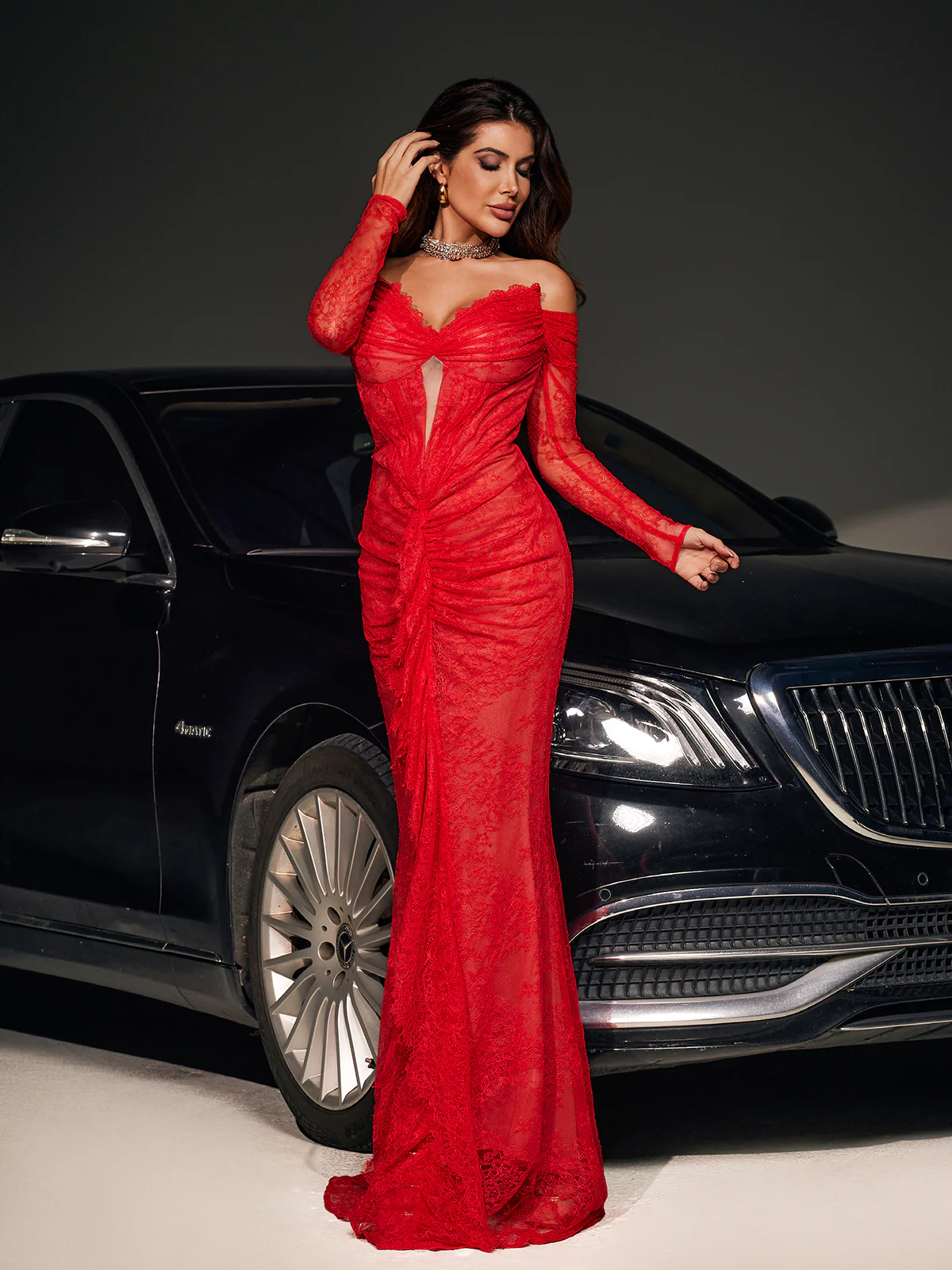 Capella Off Shoulder Lace Mermaid Maxi Dress - Image 2