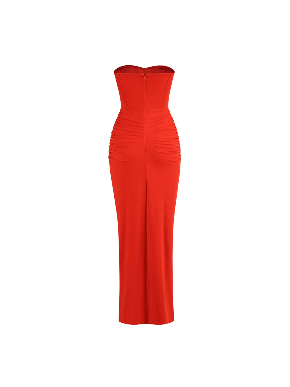 Carew Strapless Ruched Dress In Red - Image 8