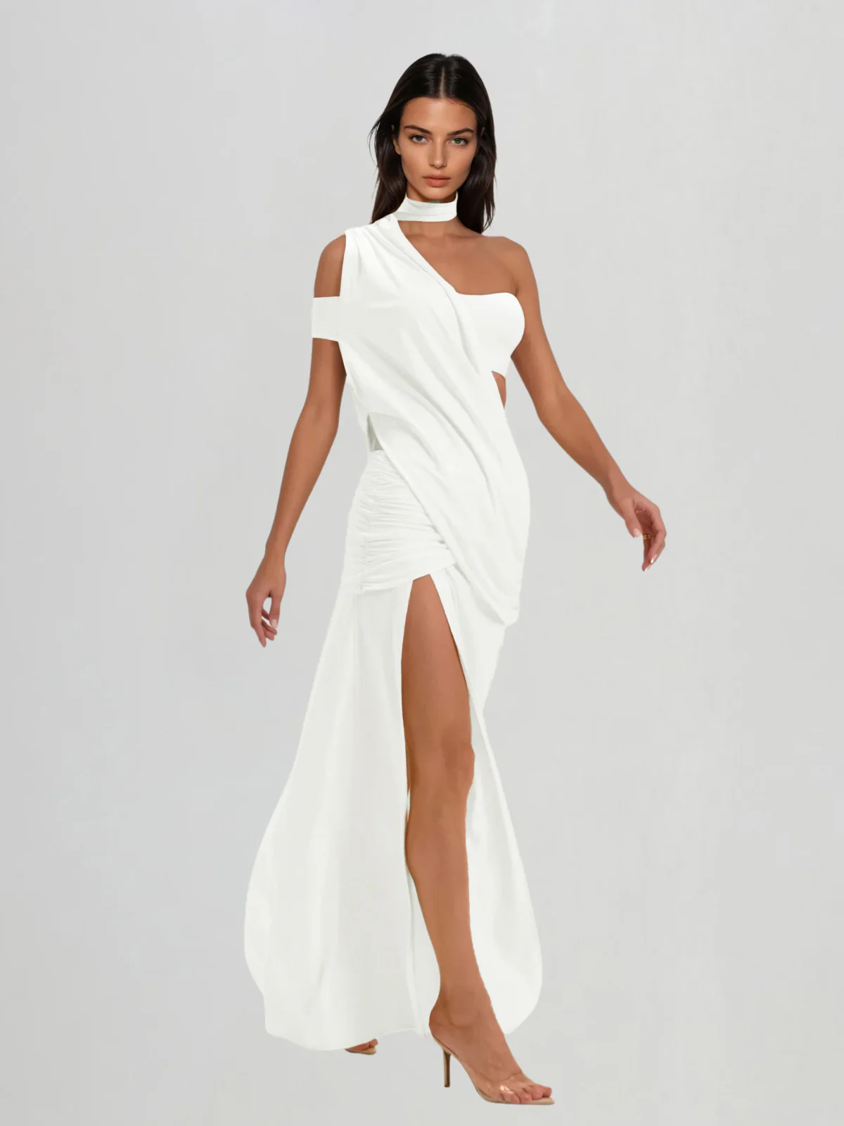 Catenanex Halterneck Draped Split Maxi Dress - Image 2