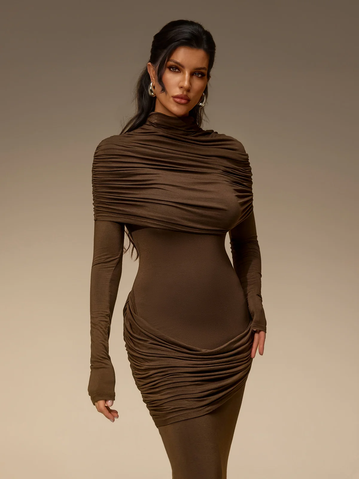 Cavero Cape Ruched Maxi Dress - Image 5