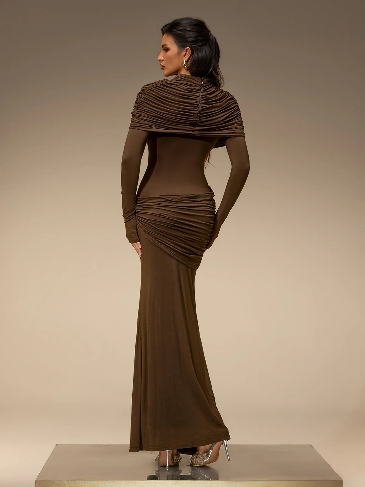 Cavero Cape Ruched Maxi Dress - Image 7