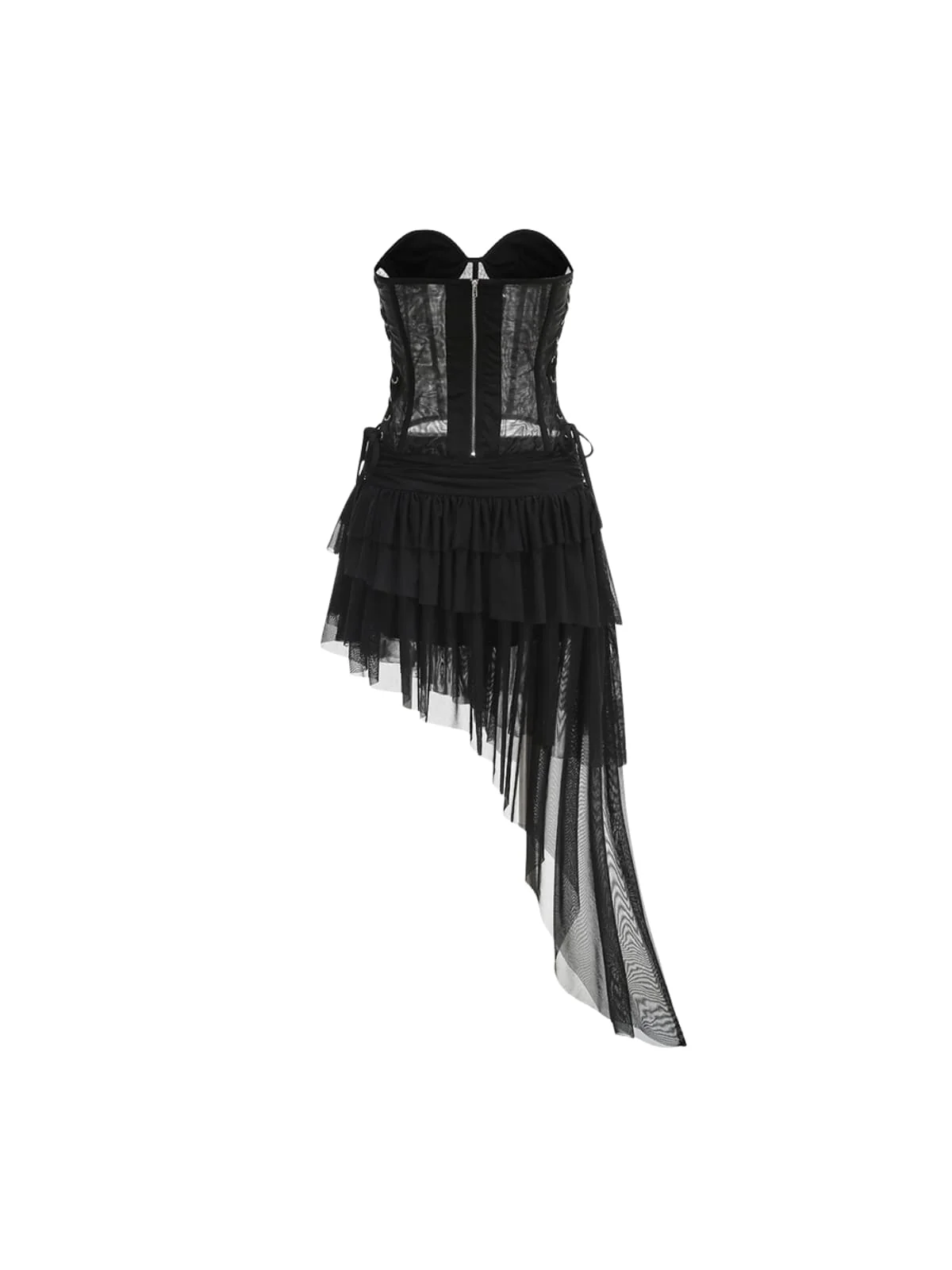 Cipher Strapless Lace Up Mesh Skirt Set - Image 4