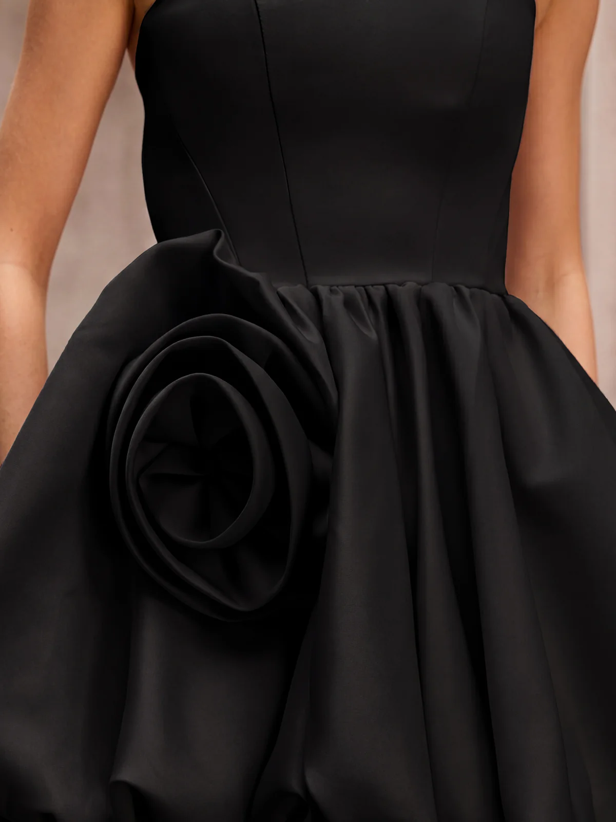 Clovia Strapless Flower Mini Dress In Black - Image 7