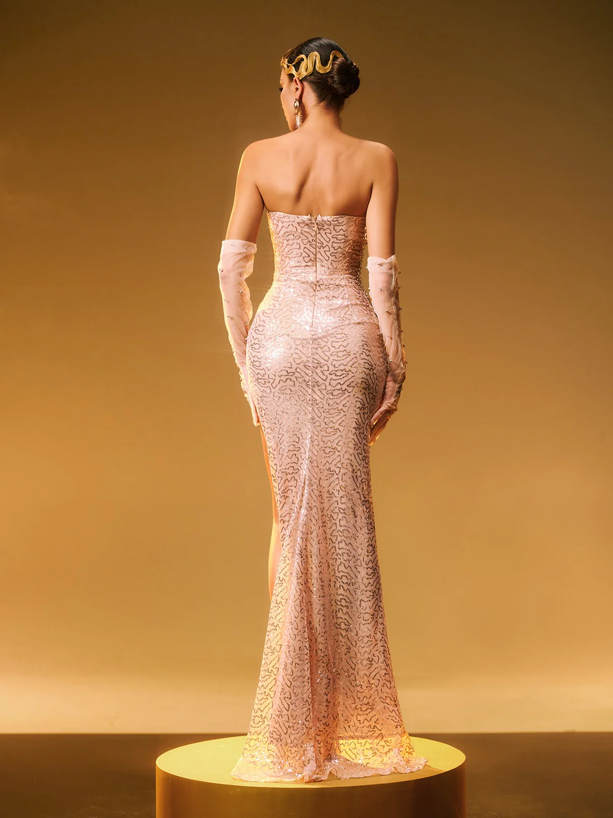 Coralyn Strapless Rhinestone Split Maxi Dress - Image 6