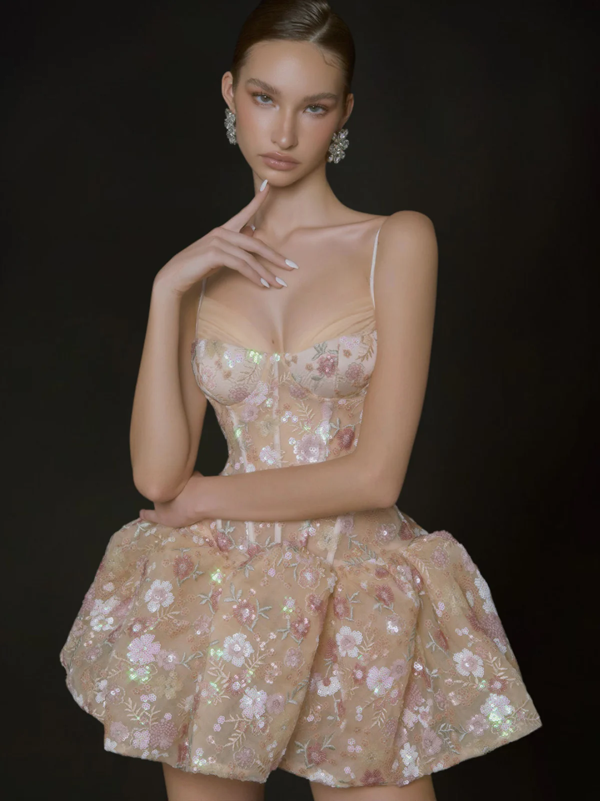 Corten Spaghetti Flower Sequin Mini Dress - Image 2