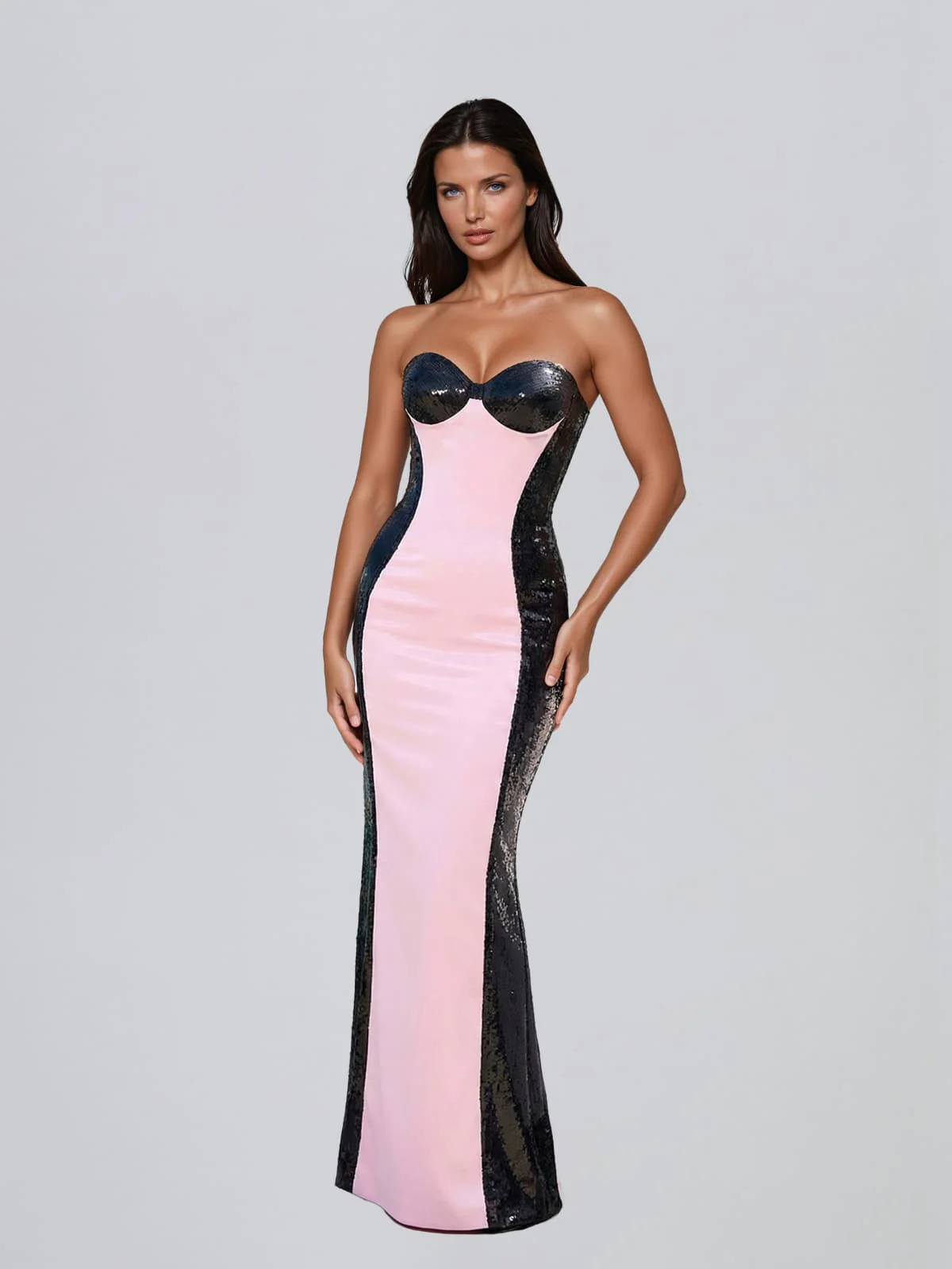 Corvelion Strapless Sequin Maxi Dress