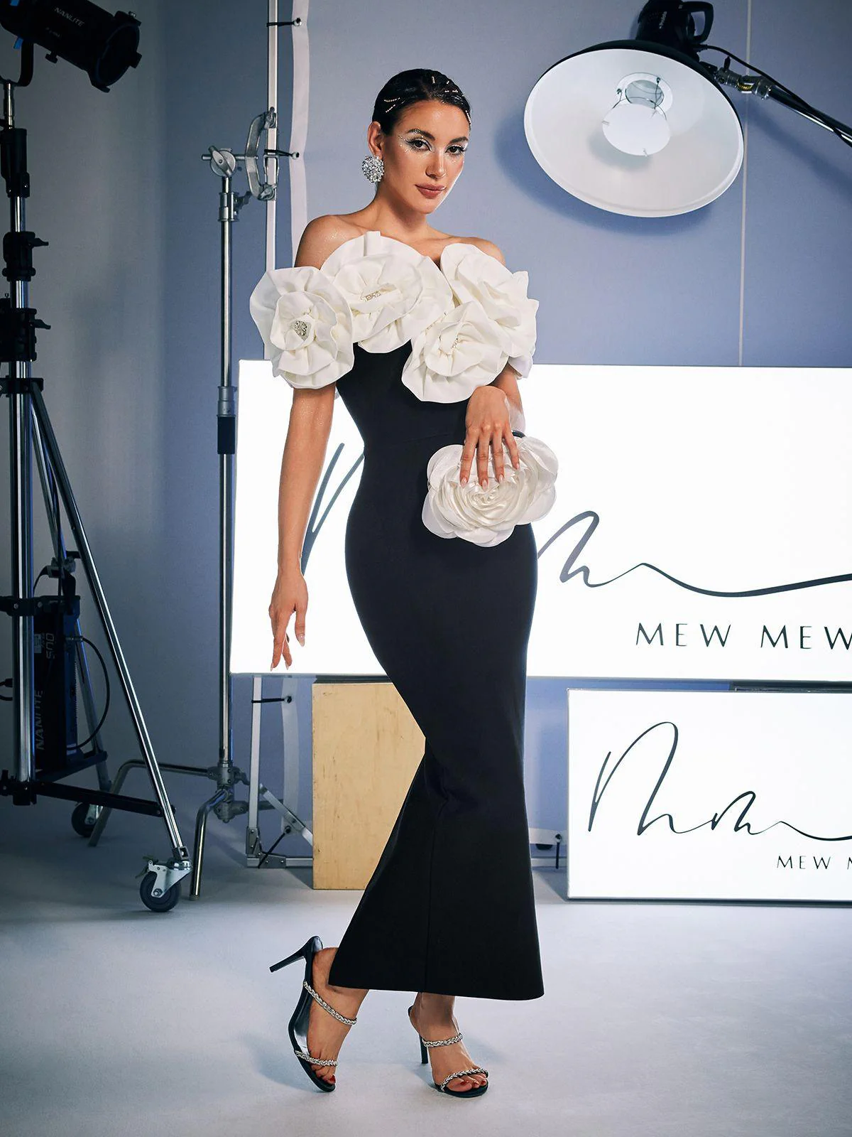 Creed Off Shoulder Flower Bandage Dress - Image 3