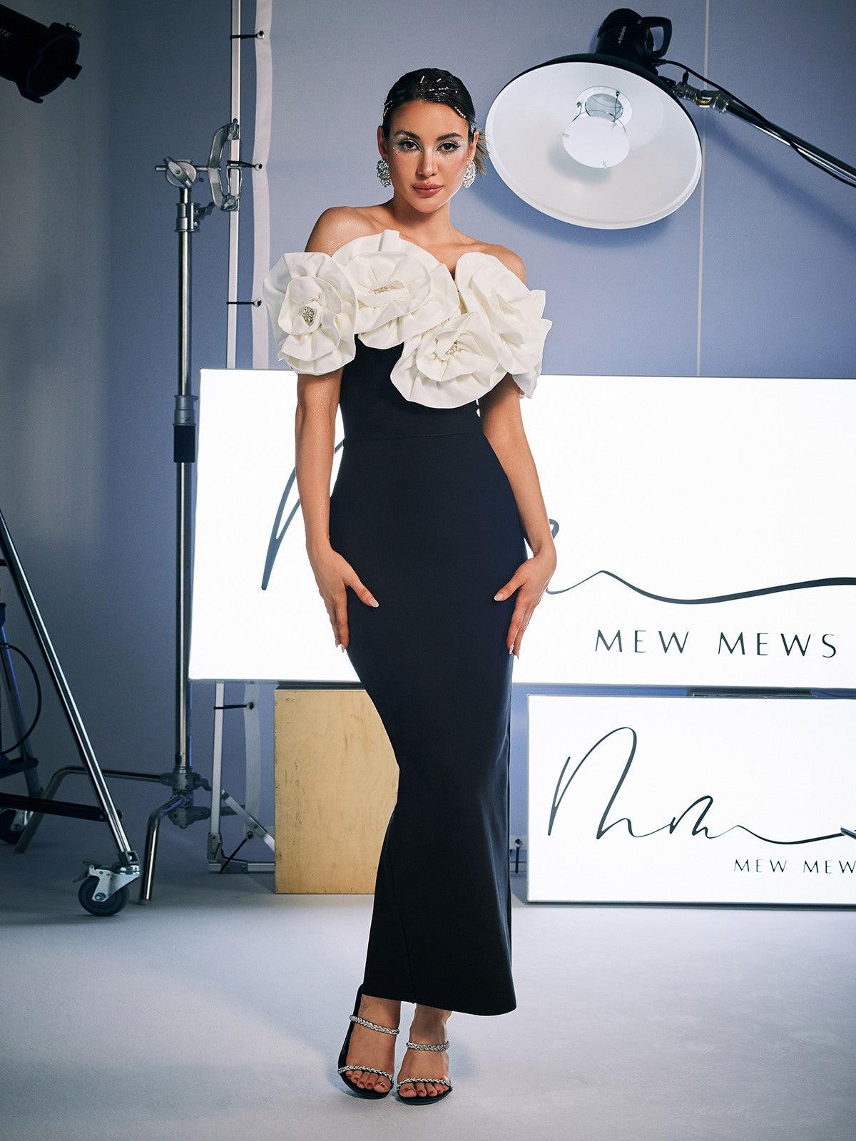 Creed Off Shoulder Flower Bandage Dress - Image 4