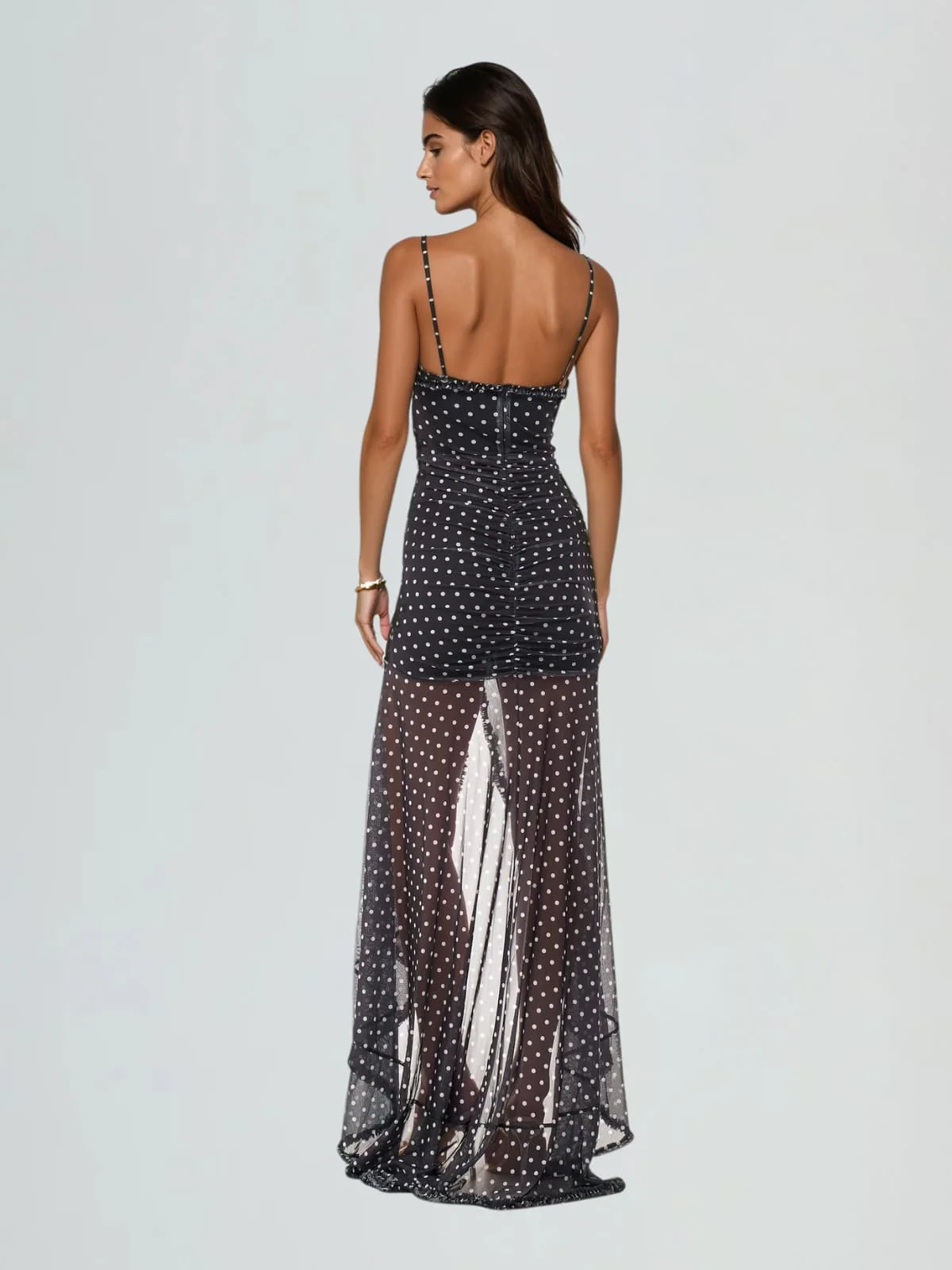 Cyalith Spaghetti Dot Split Maxi Dress - Image 3