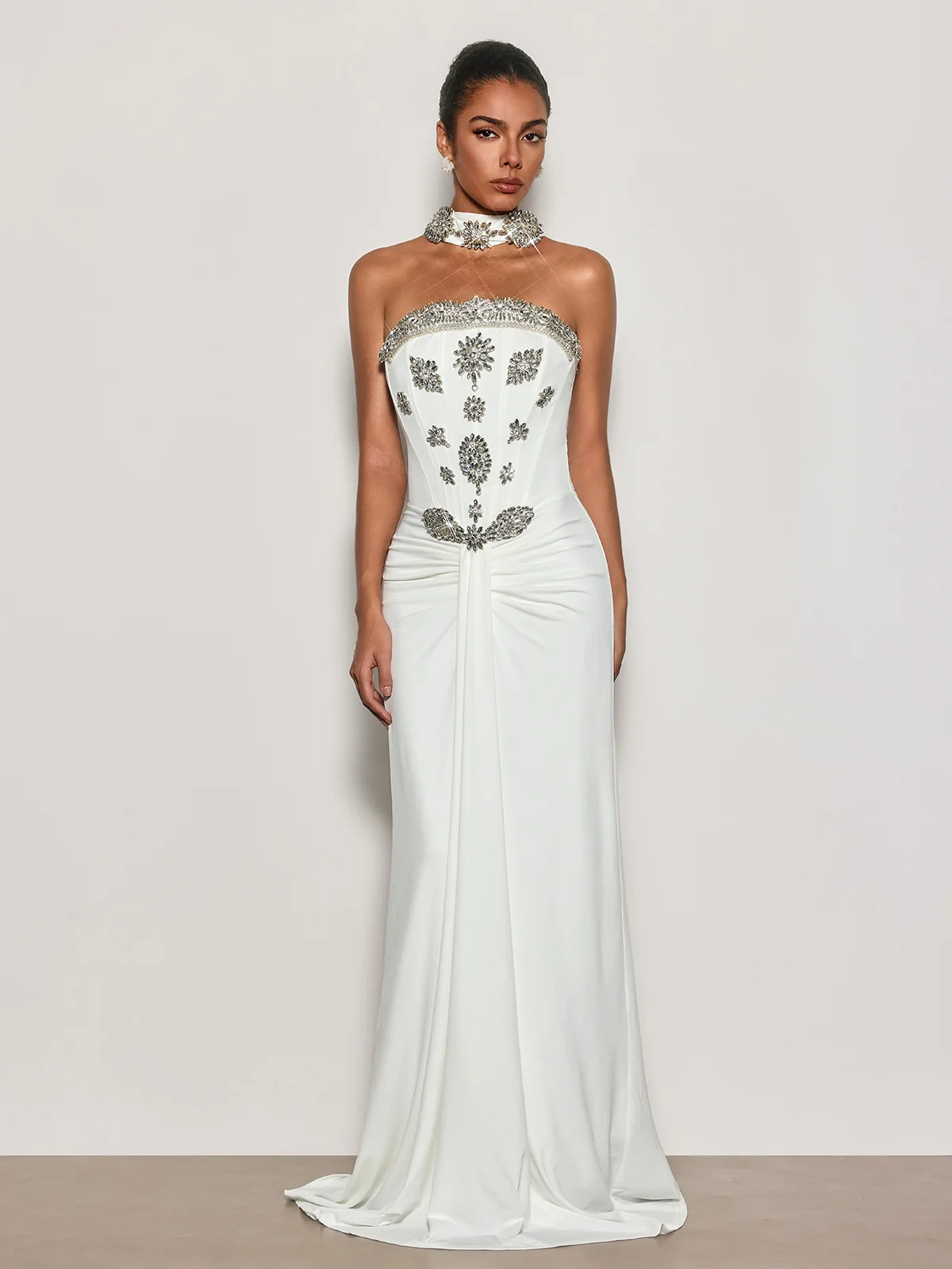 Cyrila Strapless Crystal Scarf Maxi Dress - Image 3