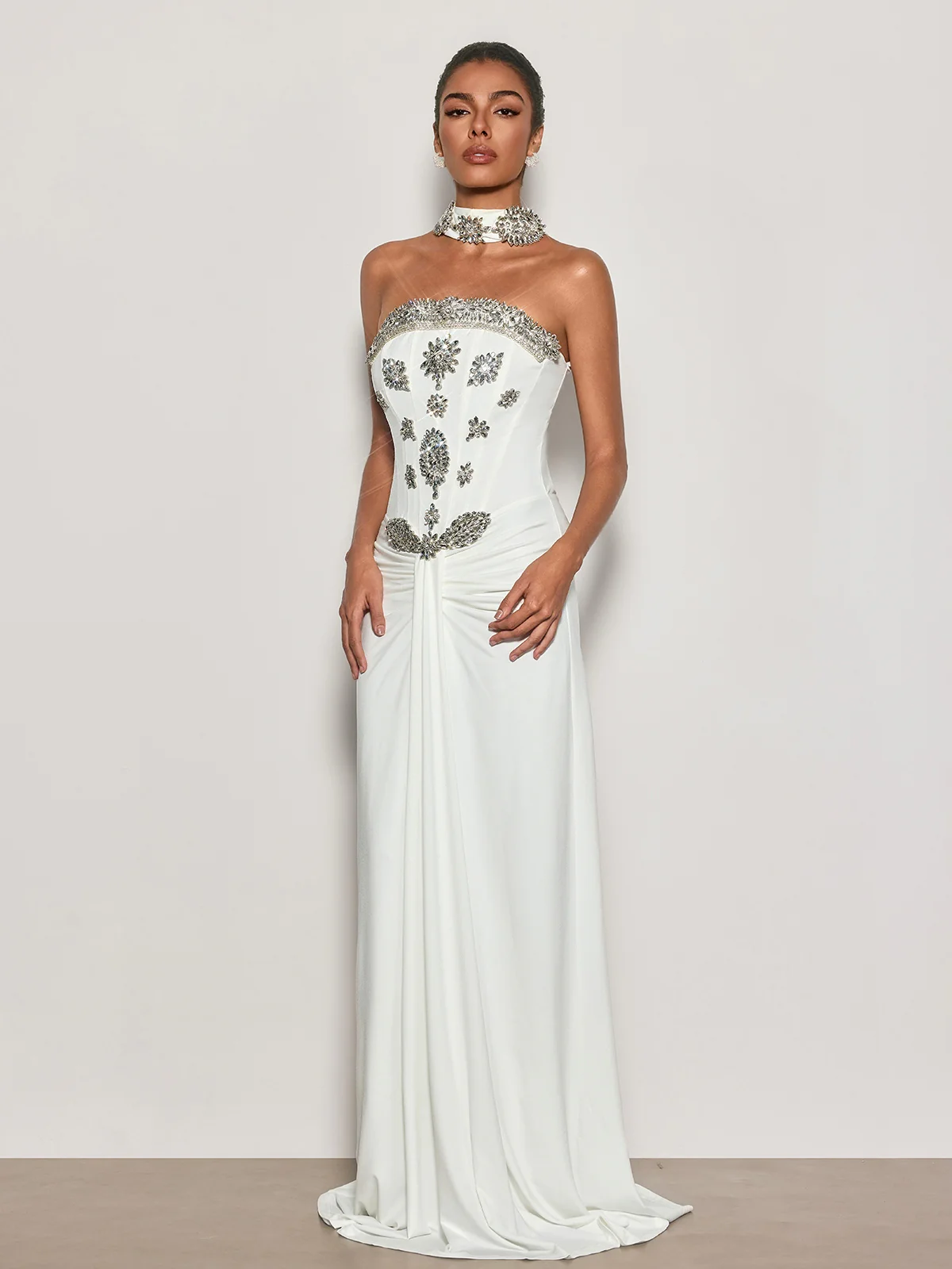 Cyrila Strapless Crystal Scarf Maxi Dress - Image 4