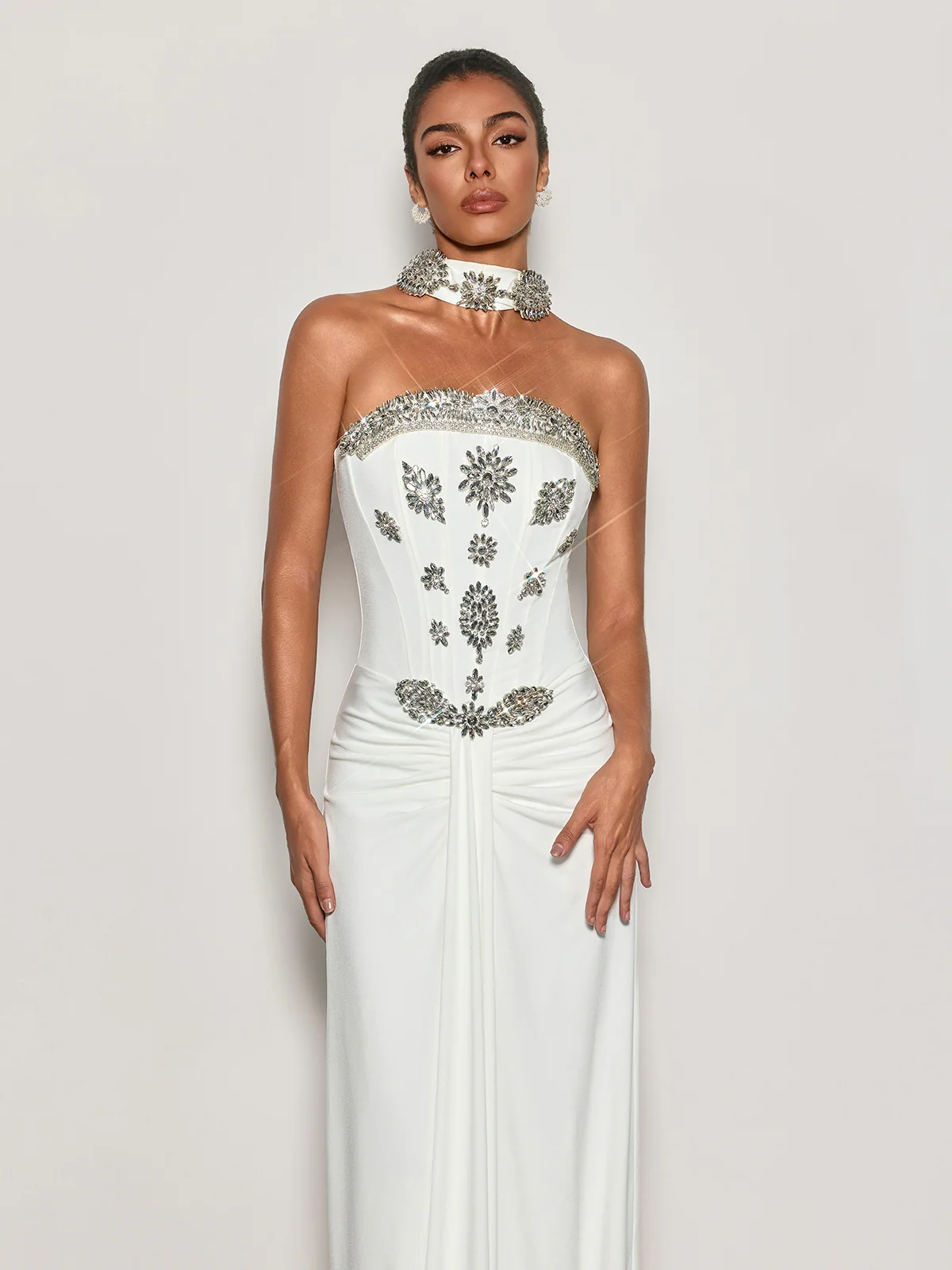 Cyrila Strapless Crystal Scarf Maxi Dress - Image 5