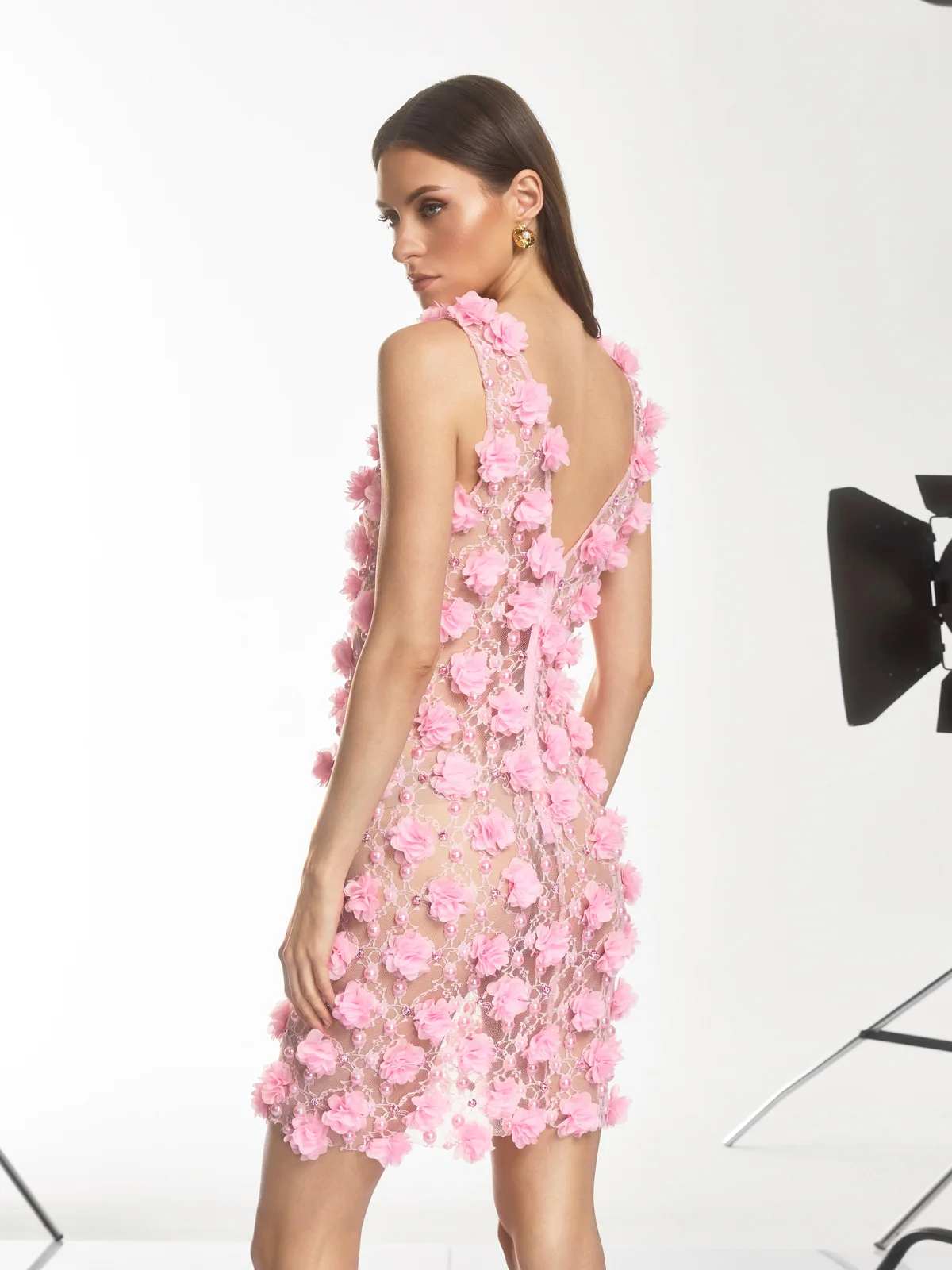 Dalal Sleeveless Flower Pearl Mini Dress - Image 6