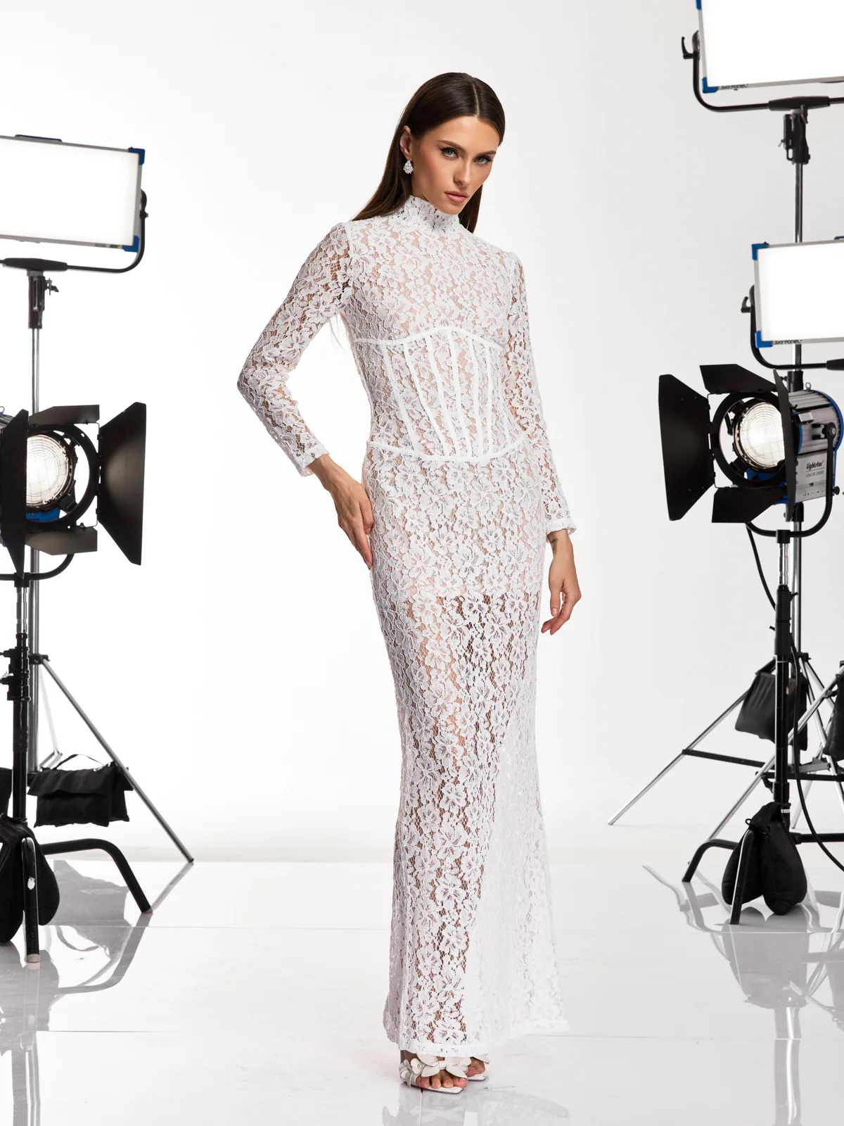 Damilola Long Sleeve Lace Maxi Dress - Image 3