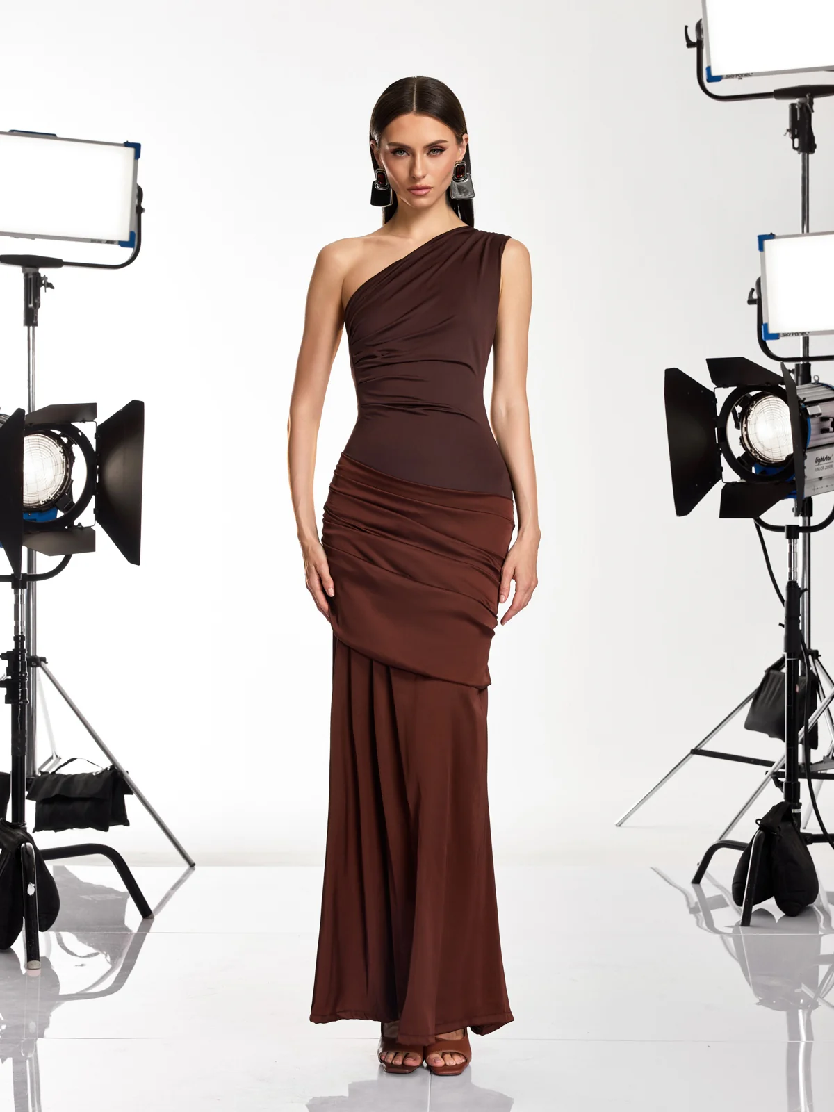 Darcie One Shoulder Ruched Maxi Dress