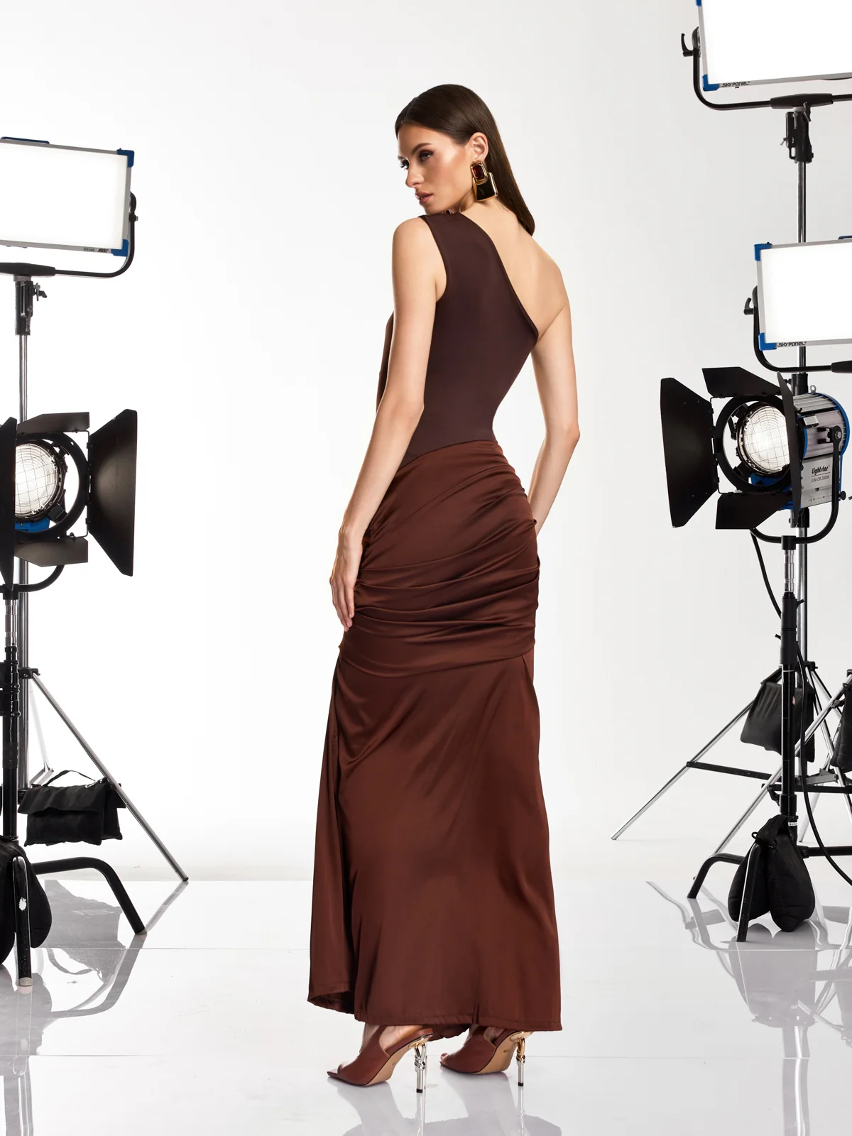 Darcie One Shoulder Ruched Maxi Dress - Image 6