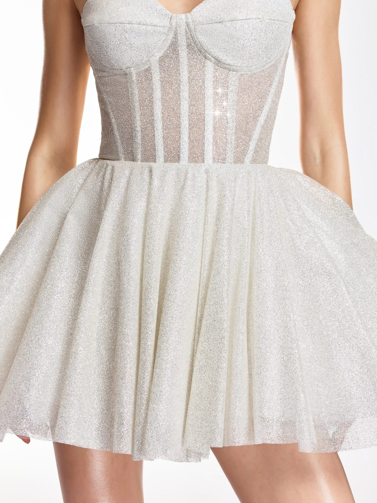 Darda Strapless Glitter Corset Mini Dress In White - Image 6