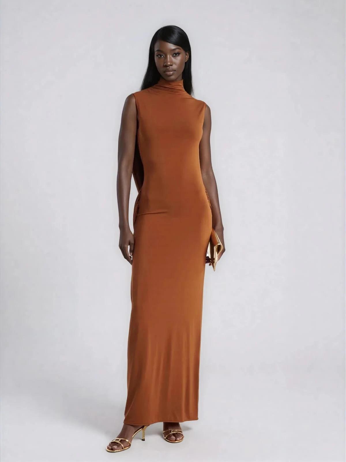 Darex Open Back Draped Maxi Dress - Image 3