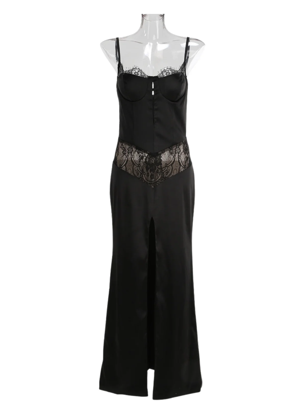 Darythos Spaghetti Split Lace Maxi Dress - Image 5