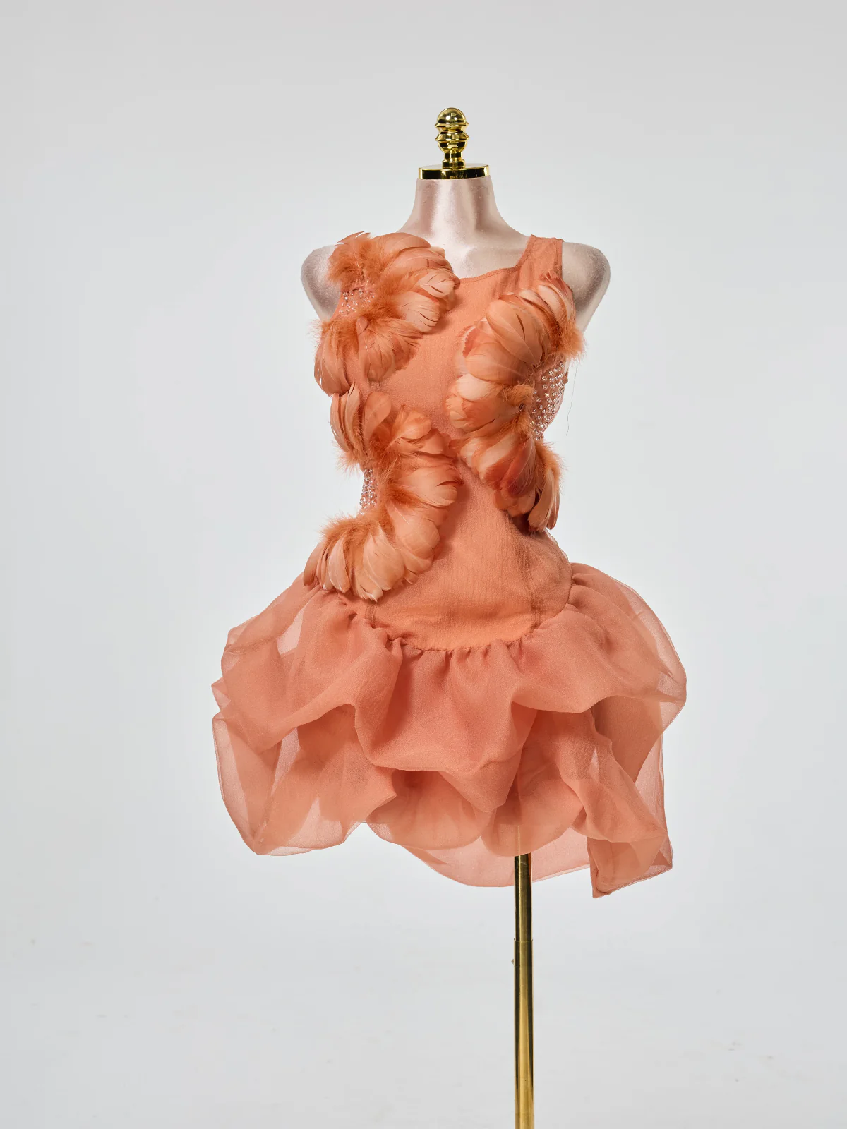 Delvor Sleeveless Feather Rhinestone Mini Dress - Image 4