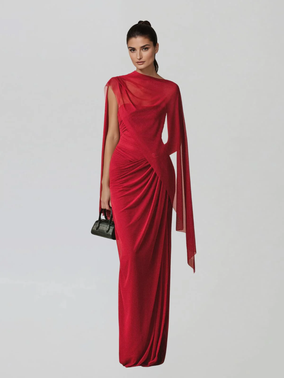 Dexurion Ruched Scarf Maxi Dress In Wine - Image 5