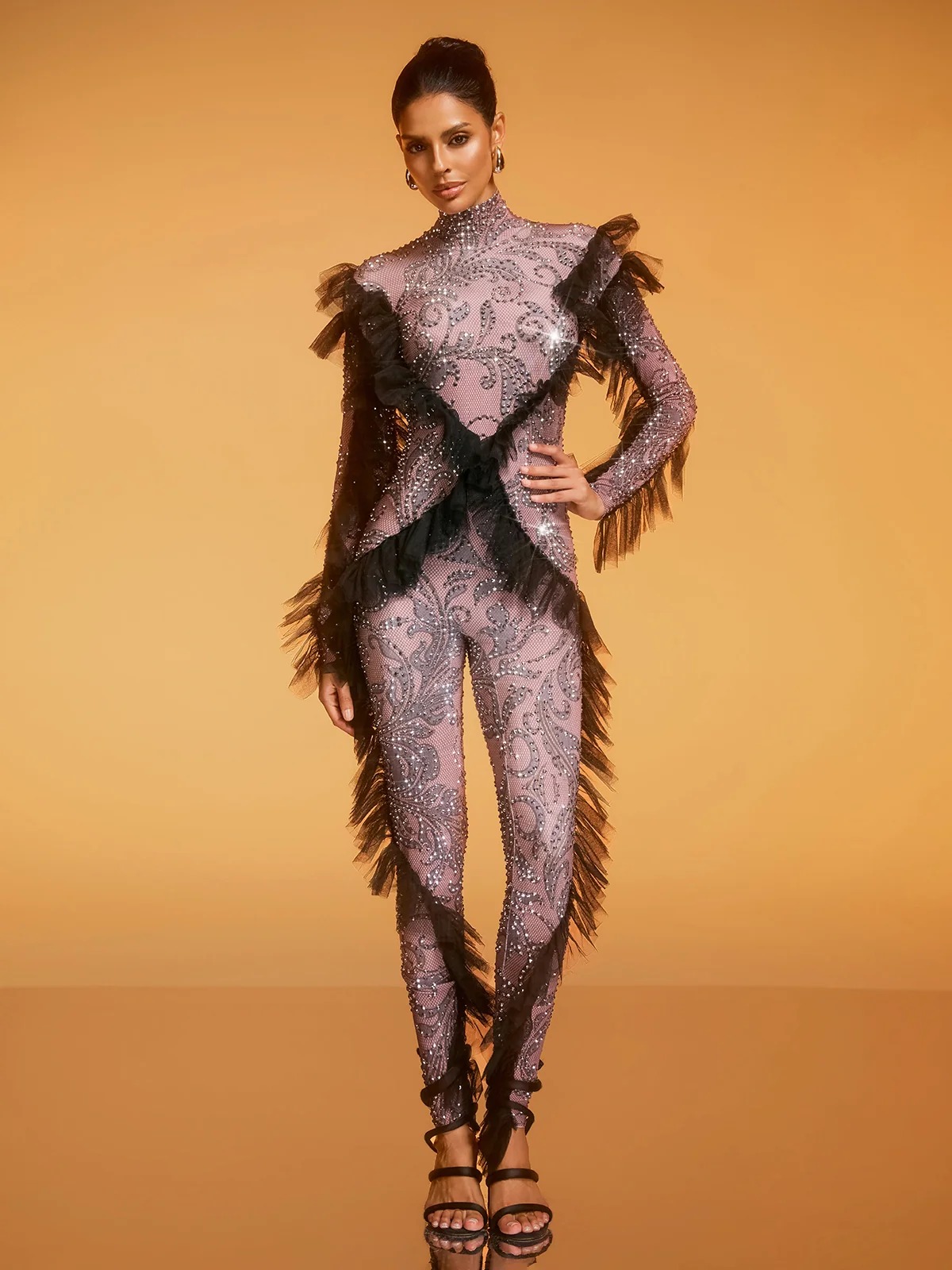 Dilys Tulle Trimmed Rhinestone Jumpsuit - Image 2