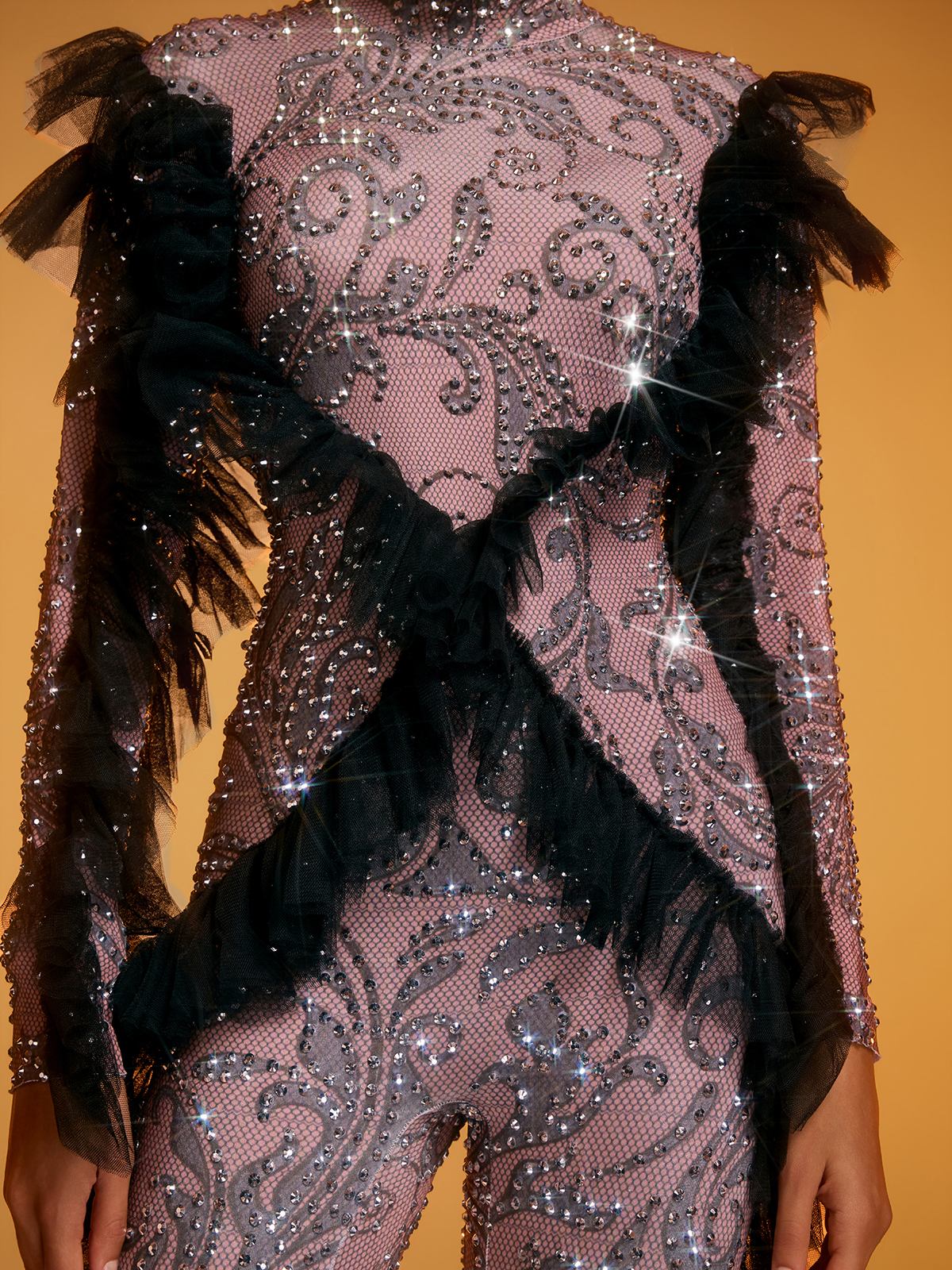 Dilys Tulle Trimmed Rhinestone Jumpsuit - Image 7