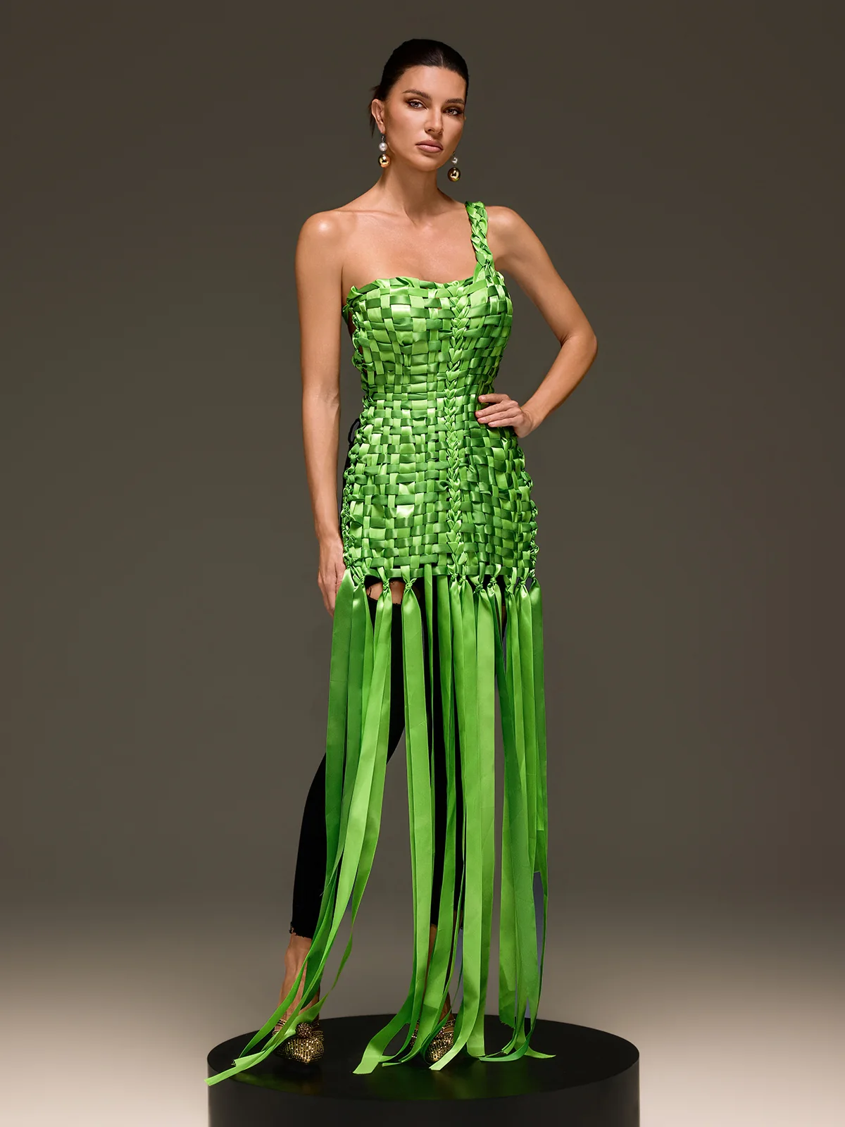 Domna Halterneck Woven Maxi Dress In Green - Image 2