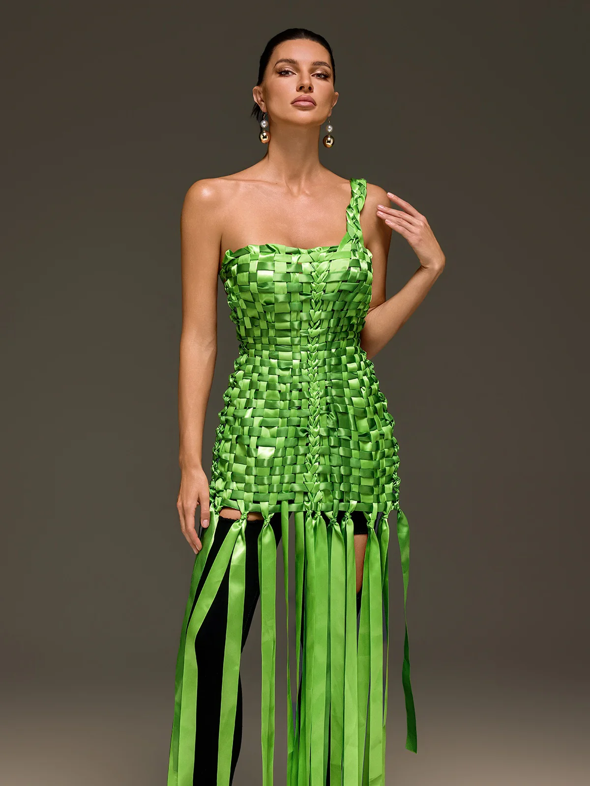 Domna Halterneck Woven Maxi Dress In Green - Image 3