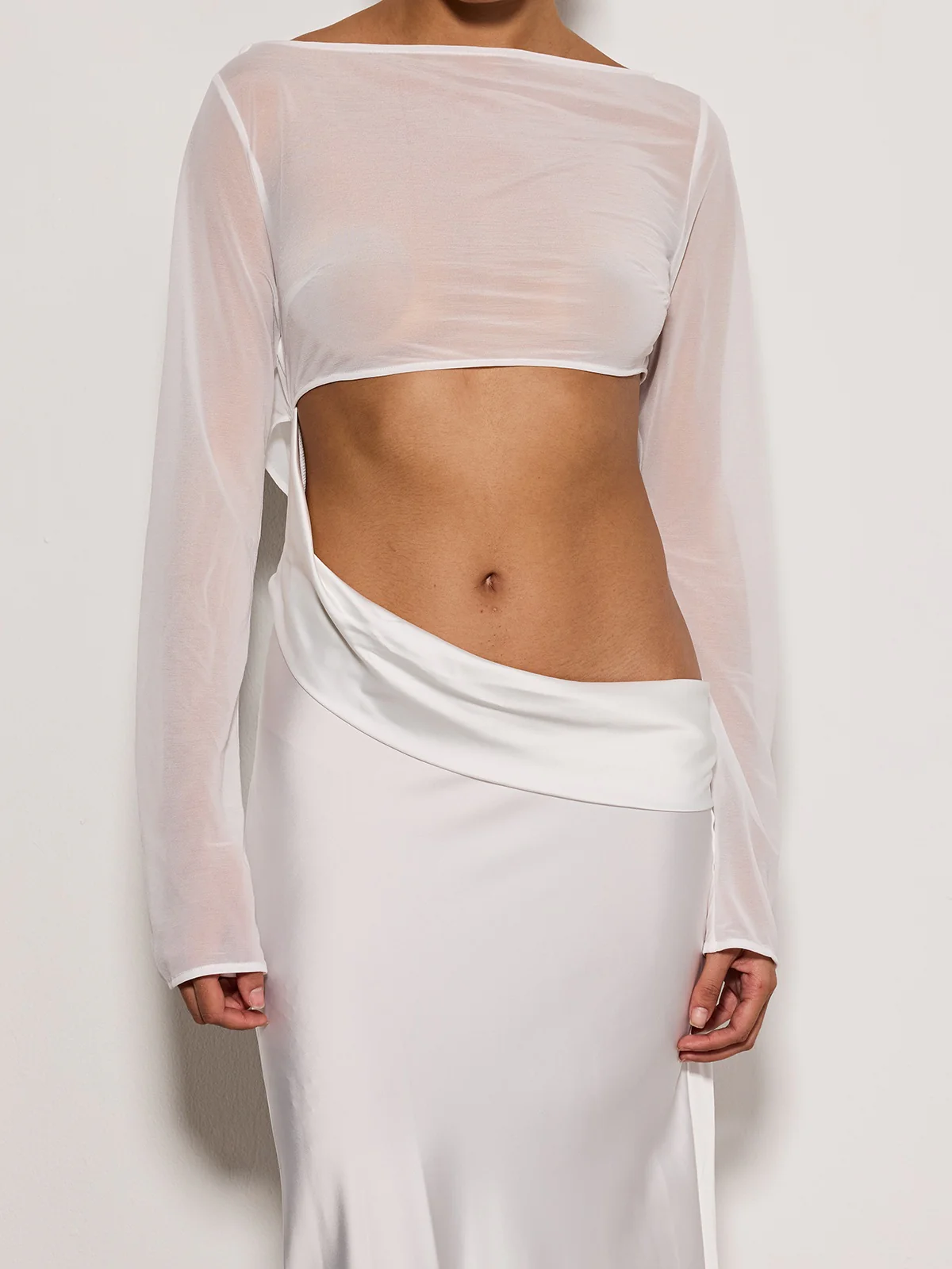 Donata Long Sleeve Cutout Satin Maxi Dress - Image 7